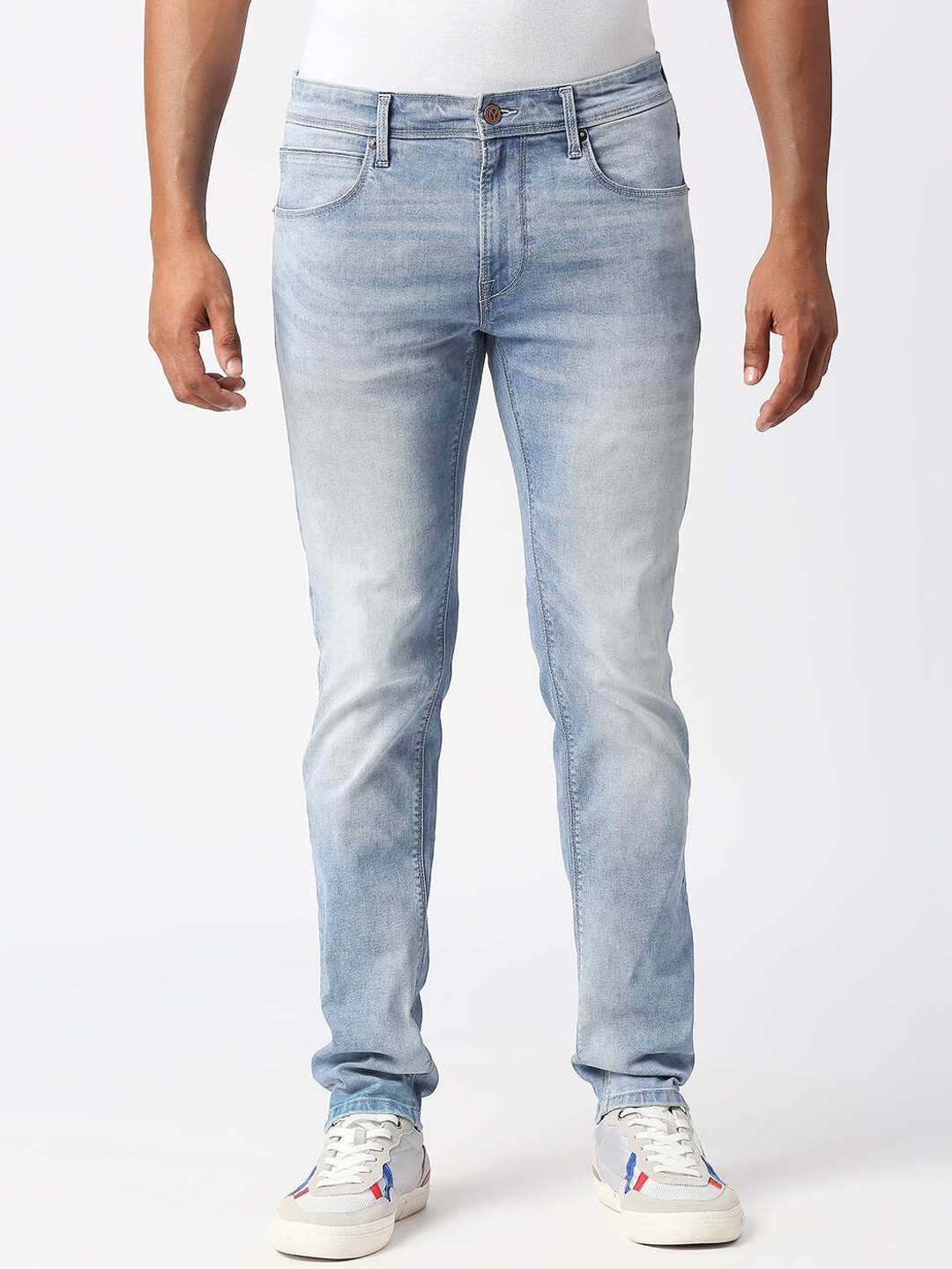

Pepe Jeans Men Tapered Fit Low-Rise Heavy Fade Cotton Jeans, Blue