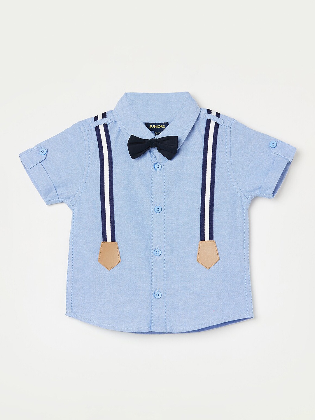 

Juniors by Lifestyle Short Sleeves Striped Casual Cotton Shirt, Blue