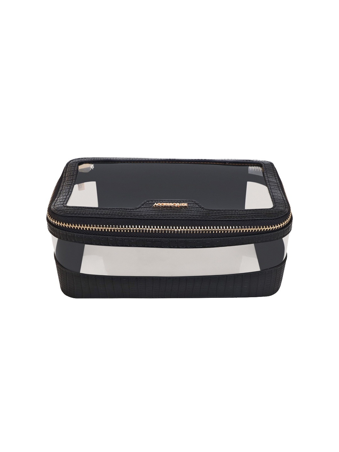 

Accessorize Women Faux Leather Clear Make Up Bag, Black