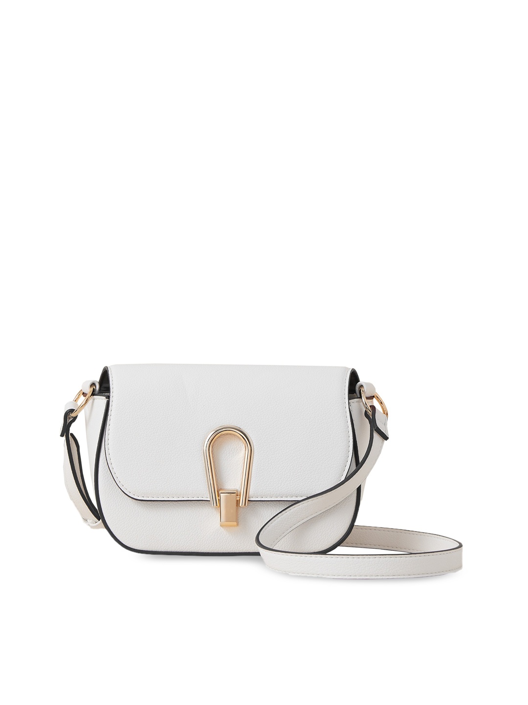 

Accessorize London Women Faux Leather Large Metal Lock Sling Bag, White