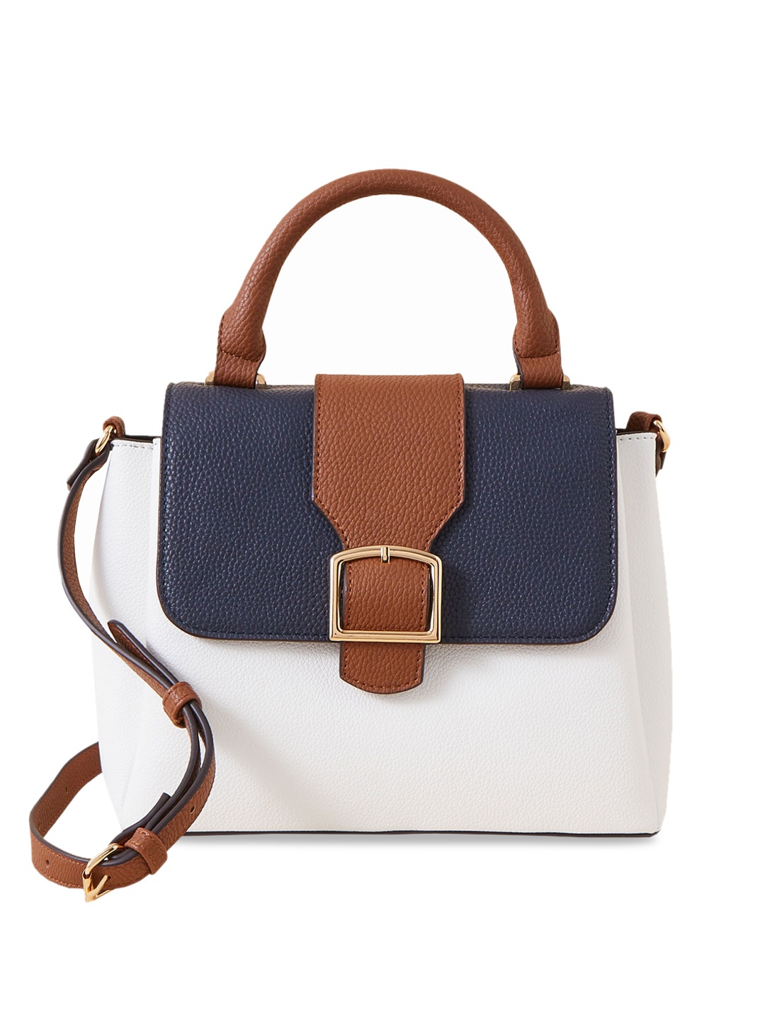 

Accessorize London Women's Faux Leather Multi Colourblock Handheld Satchel Sling Bag, White