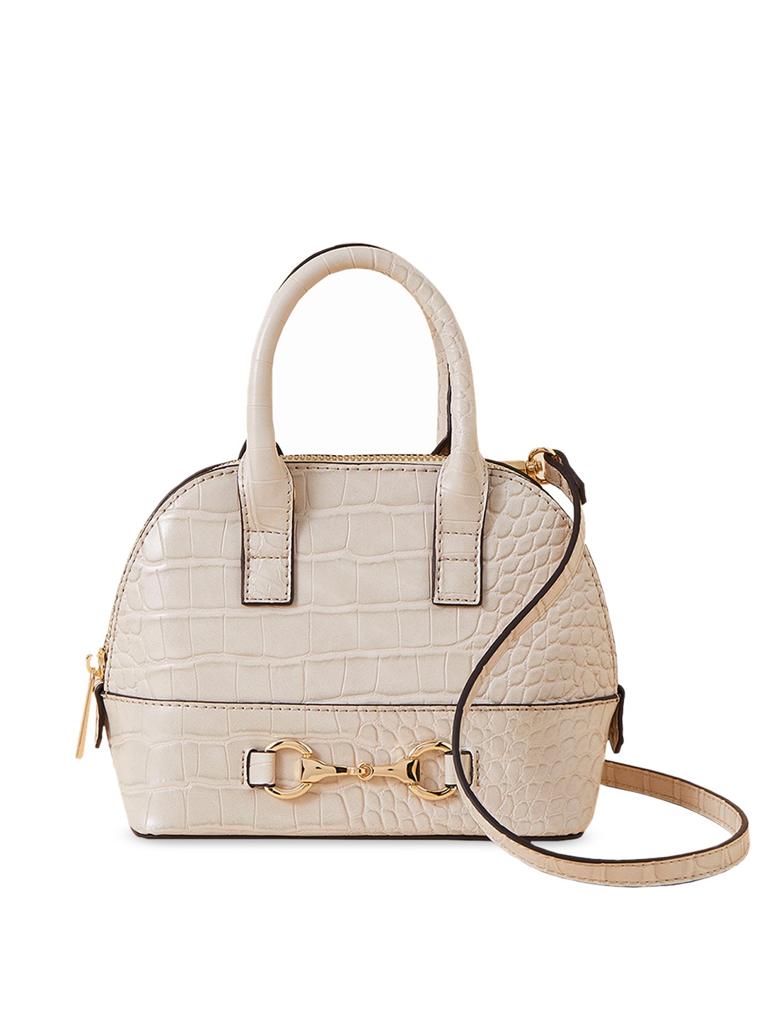 

Accessorize London Women Faux Leather Snaffle Mini Kettle Sling Bag, Cream