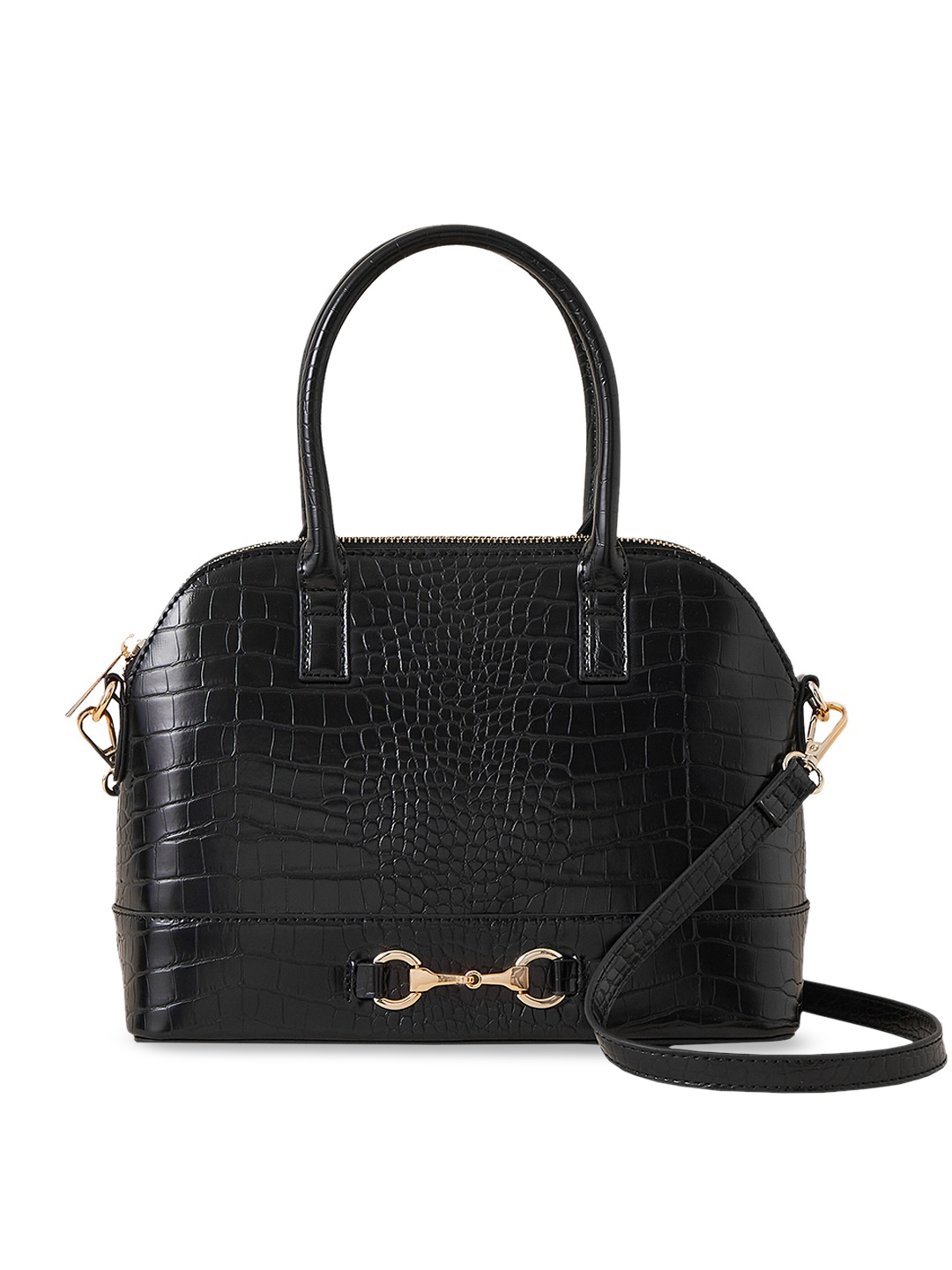 

Accessorize London Women Faux Leather Snaffle Large Kettle Handheld Bag, Black