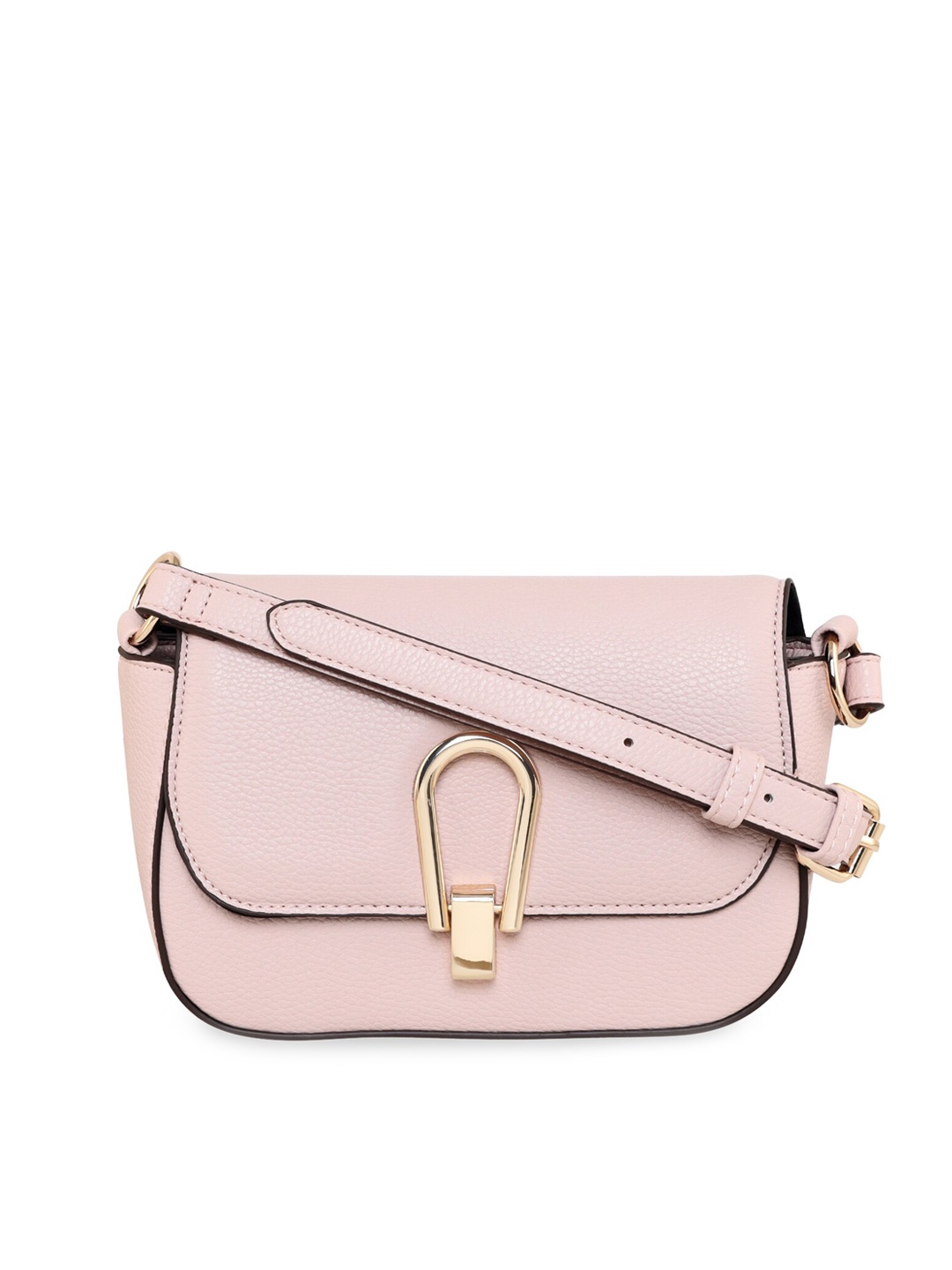 

Accessorize London Women Faux Leather Large Metal Lock Sling Bag, Nude