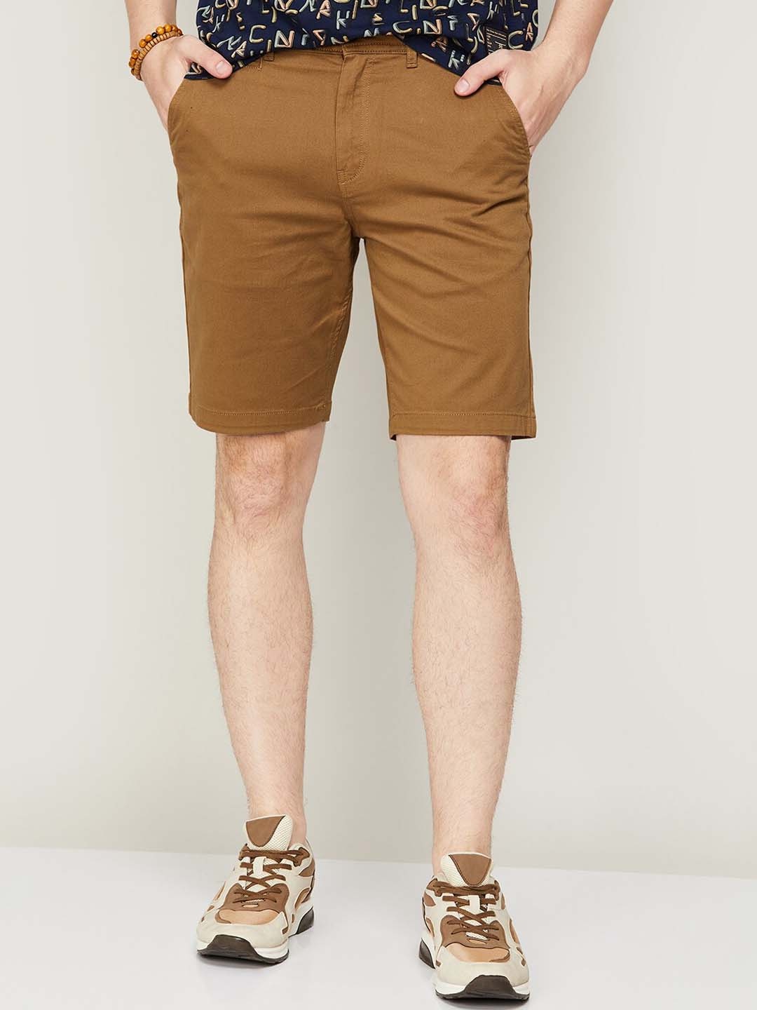 

Fame Forever by Lifestyle Men Cotton Lycra Mid-Rise Shorts, Brown