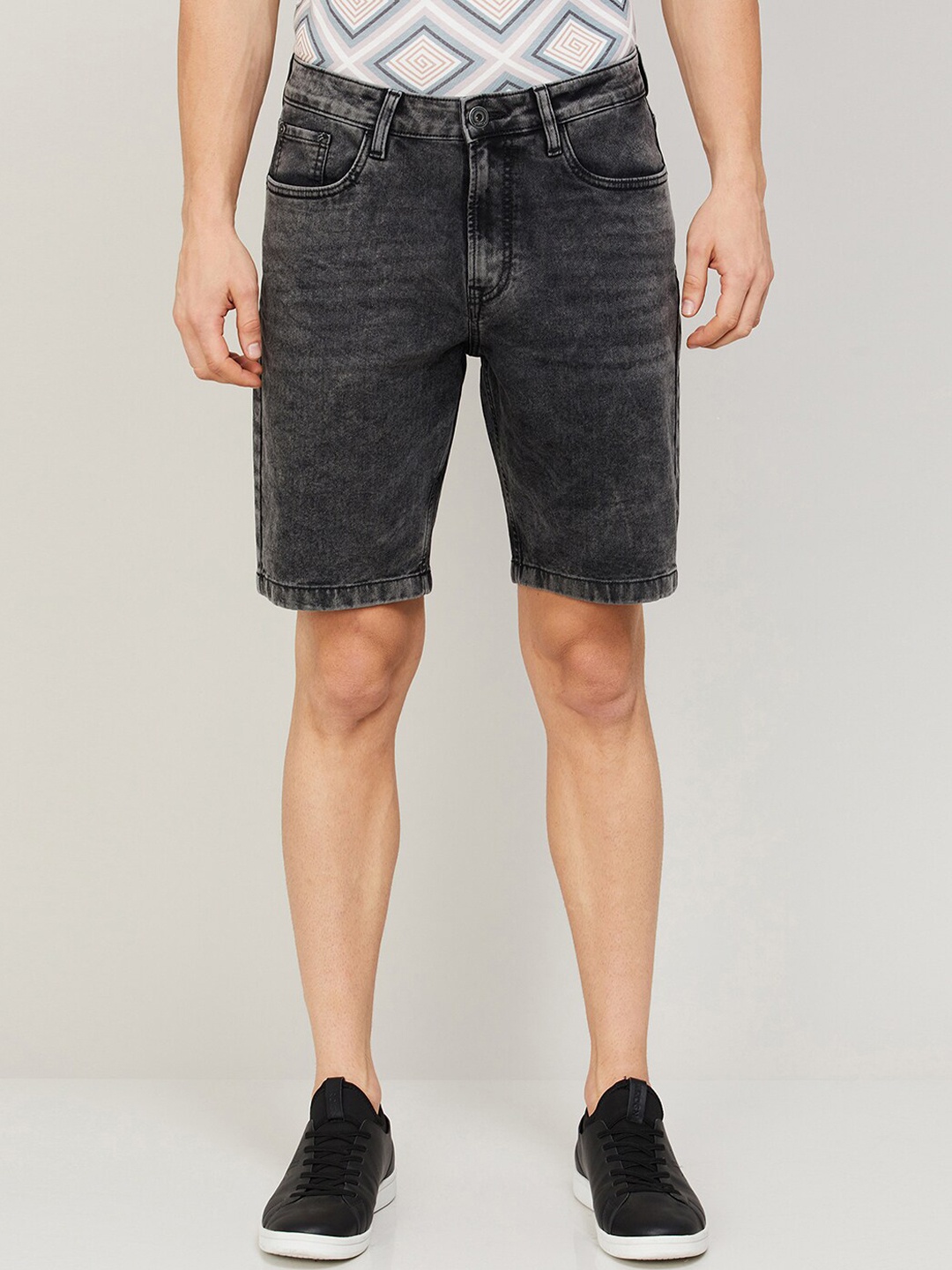 Forca by Lifestyle Men Washed Mid-Rise Denim Shorts, Grey