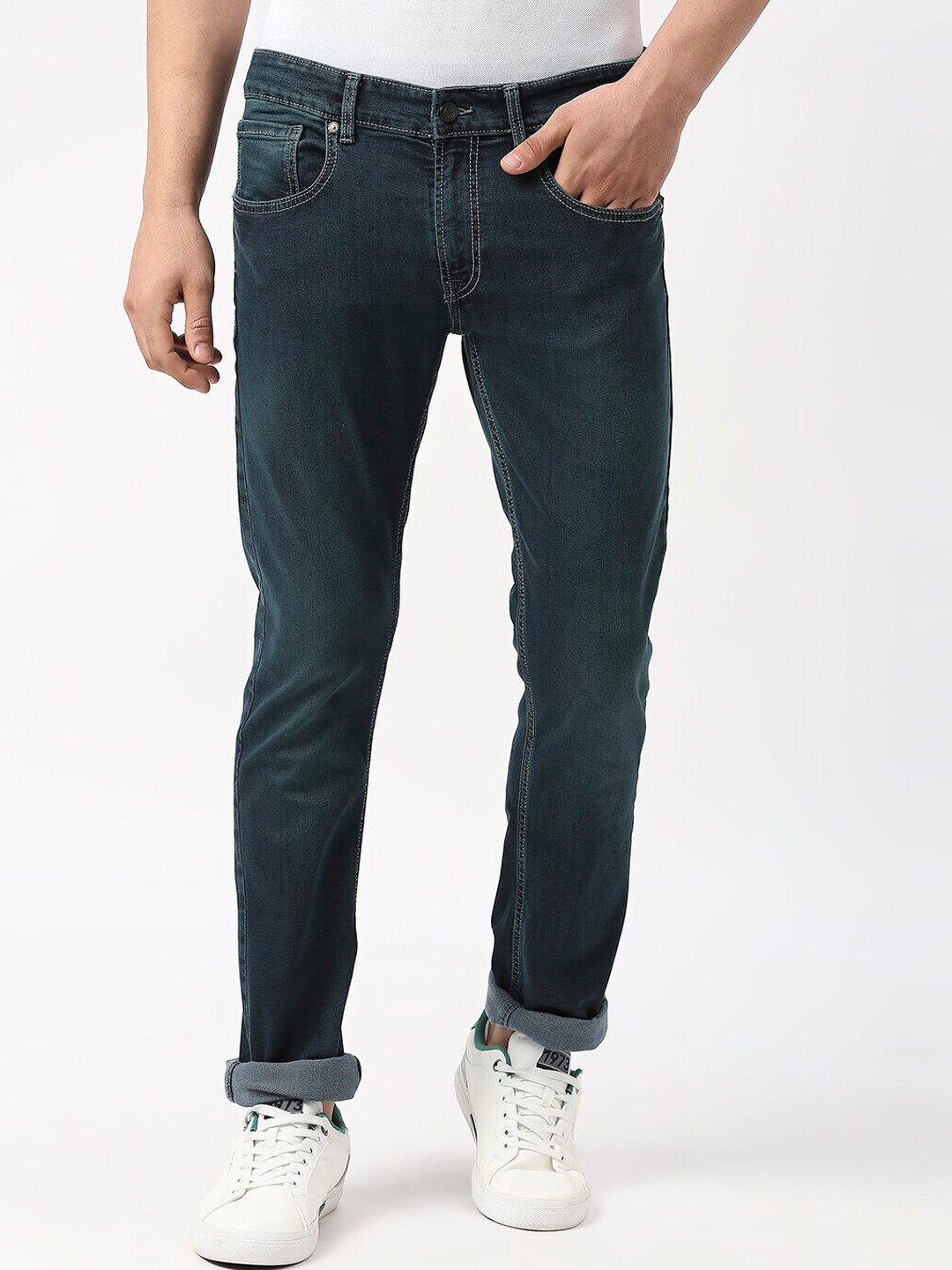 

Pepe Jeans Men Slim Fit Light Fade Mid-Rise Jeans, Blue