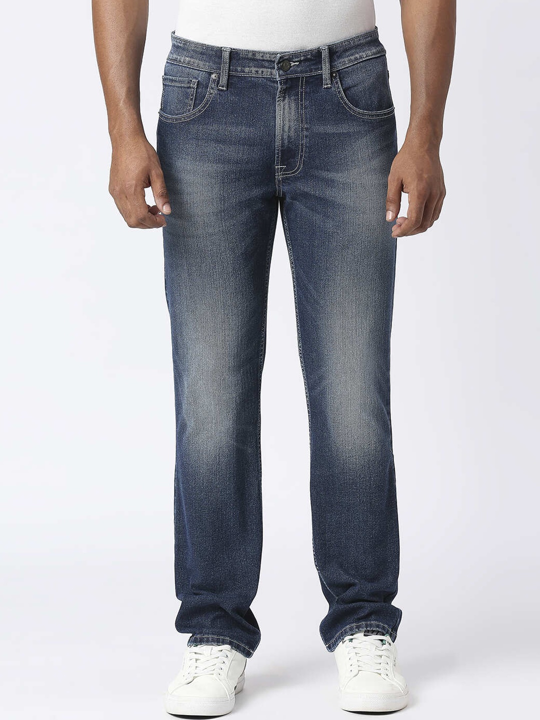 

Pepe Jeans Men Straight Fit Low Distress Heavy Fade Jeans, Blue