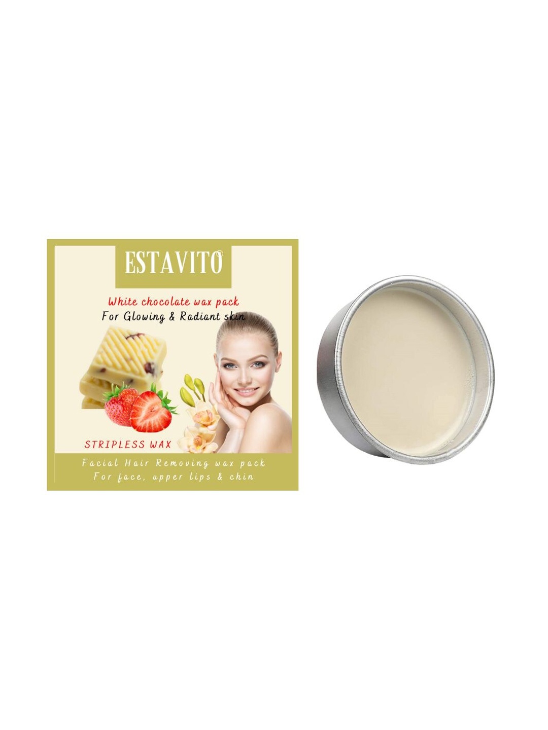 

Estavito White Chocolate Facial Hair Removing Stripless Wax for Glowing & Radiant Skin-80g, Off white