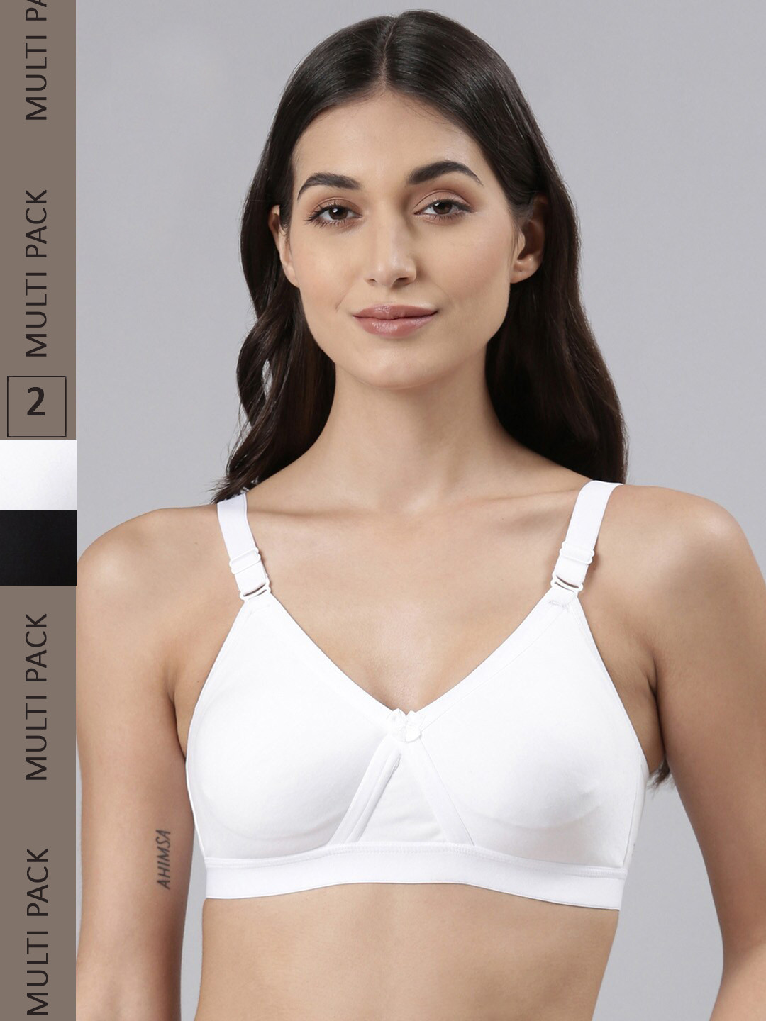 

Dollar Missy Pack of 2 Cotton Wire-Free Crossover Support Bra, White