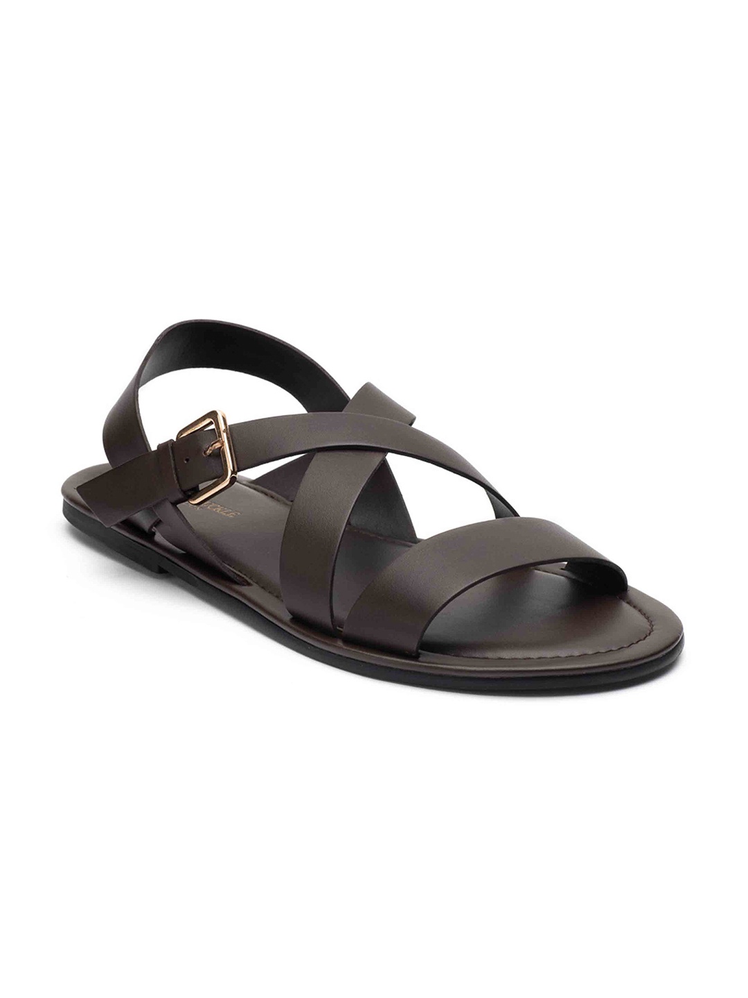 

Heel & Buckle London Men Buckle Detail Leather Gladiators Sandals, Brown