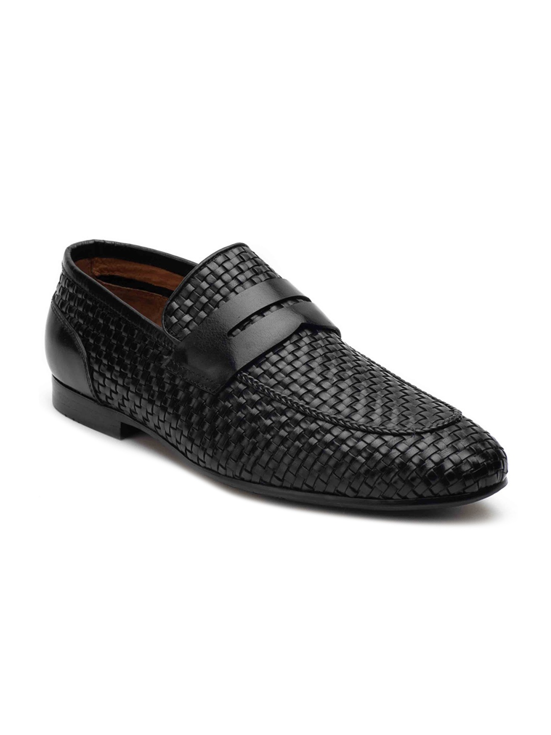 

Heel & Buckle London Men Textured Leather Formal Loafers, Black