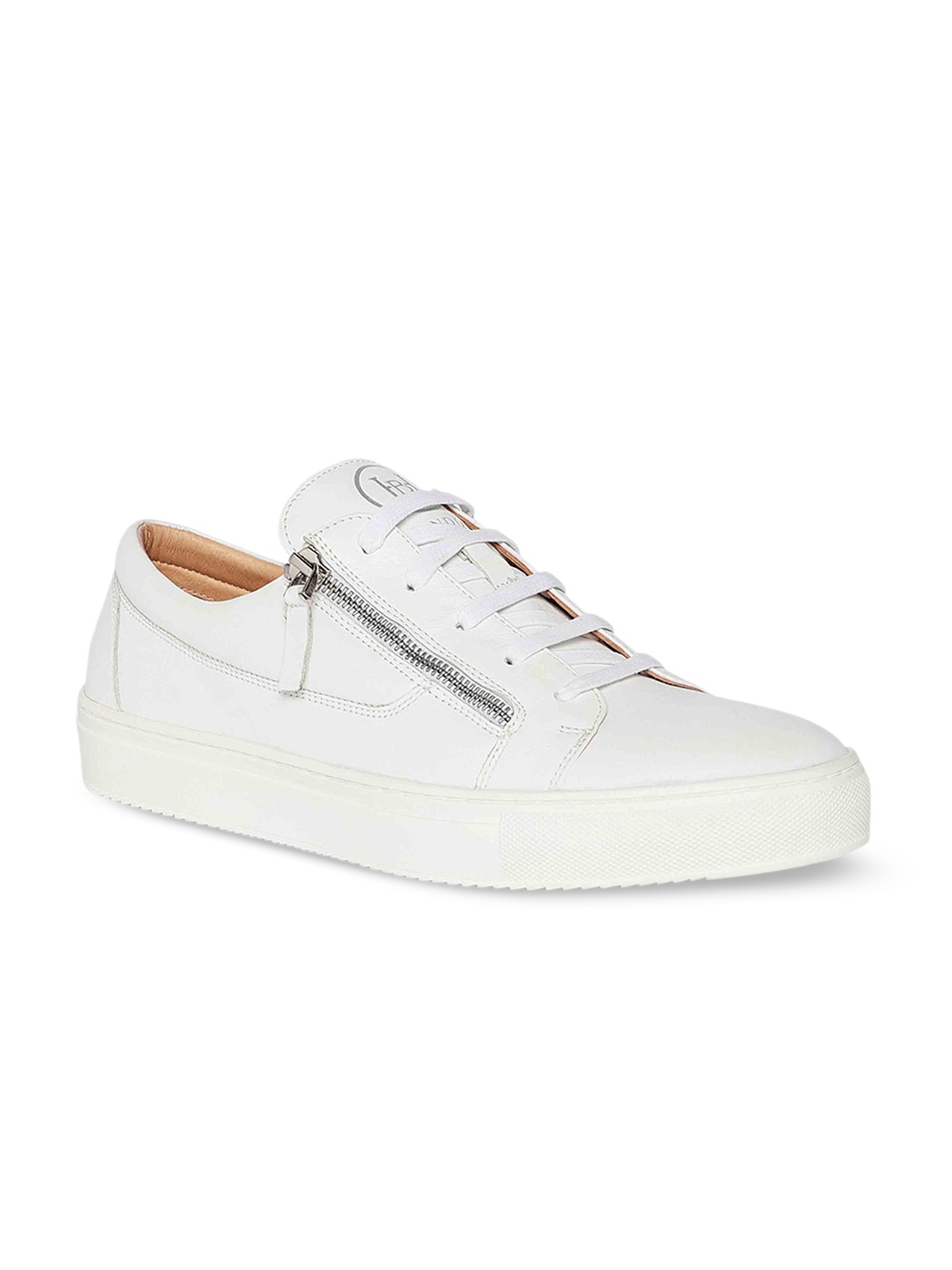 

Heel & Buckle London Men White Colourblocked Leather Sneakers