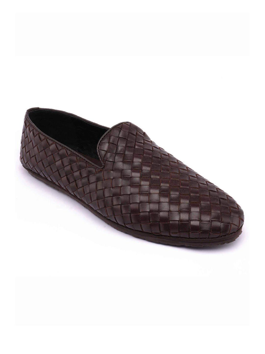 

Heel & Buckle London Men Textured Leather Formal Loafers, Brown