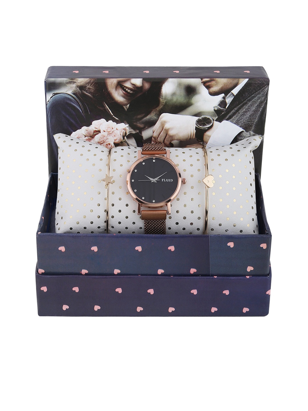 

FLUID Women Analogue Watch & Jewellery Gift FL-Gift Set-33, Rose