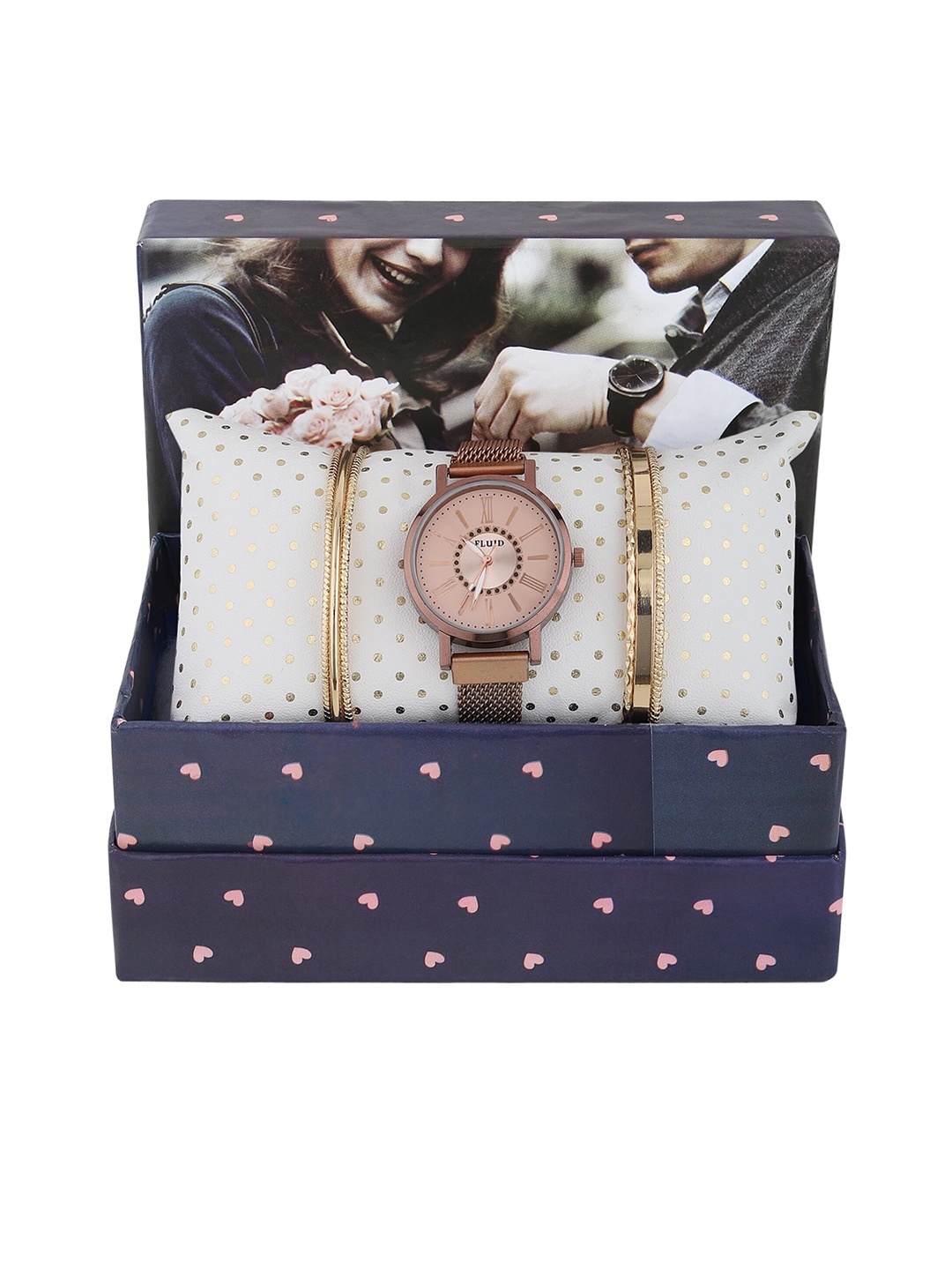 

FLUID Women Analogue Watch & Jewellery Gift Set FL-Gift Set-29, Copper