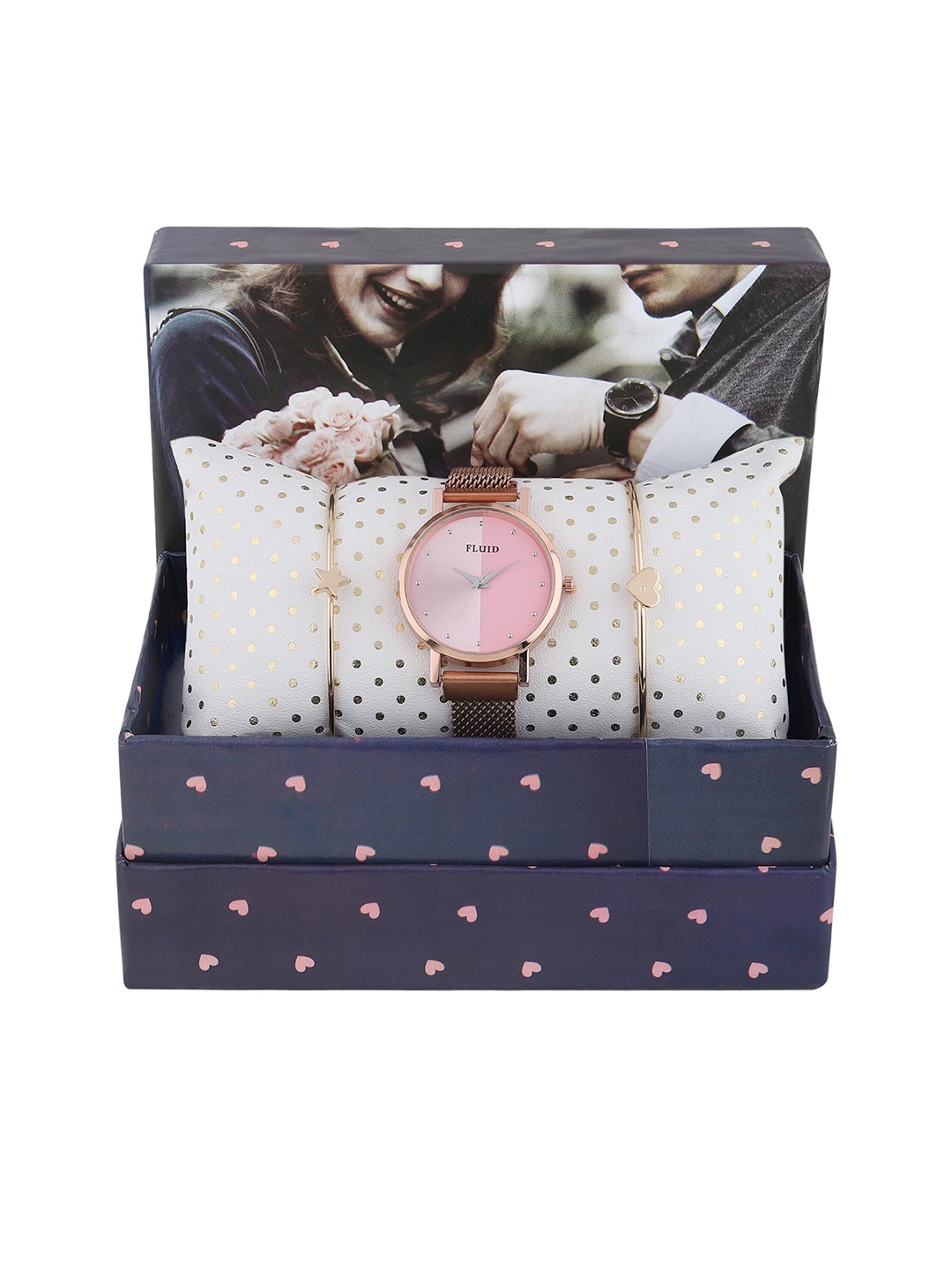 

FLUID Women Watch & Jewellery Gift Set, Rose
