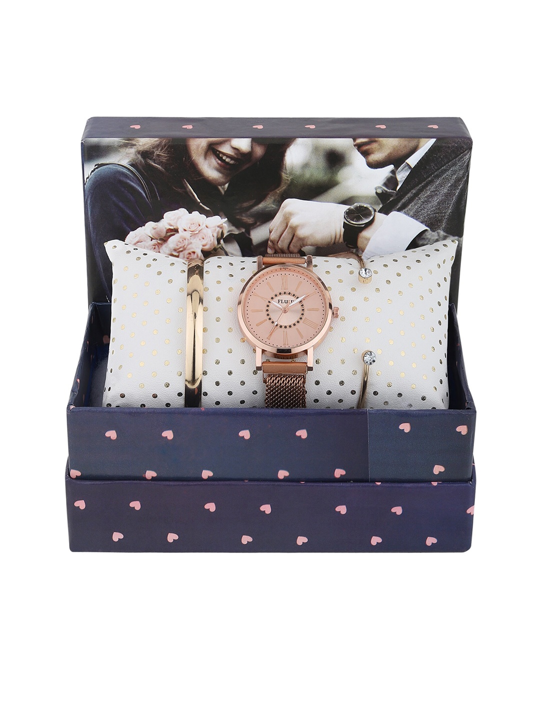 

FLUID Women Watch & Jewellery Gift Set, Rose