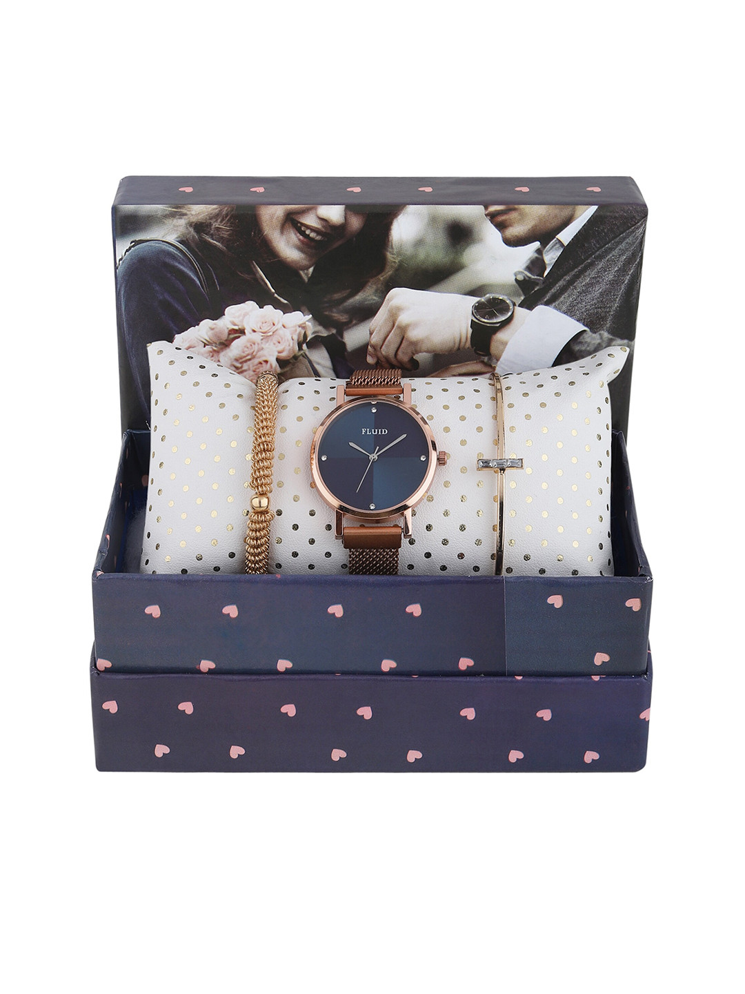 

FLUID Women Watch & Jewellery Gift Set, Rose