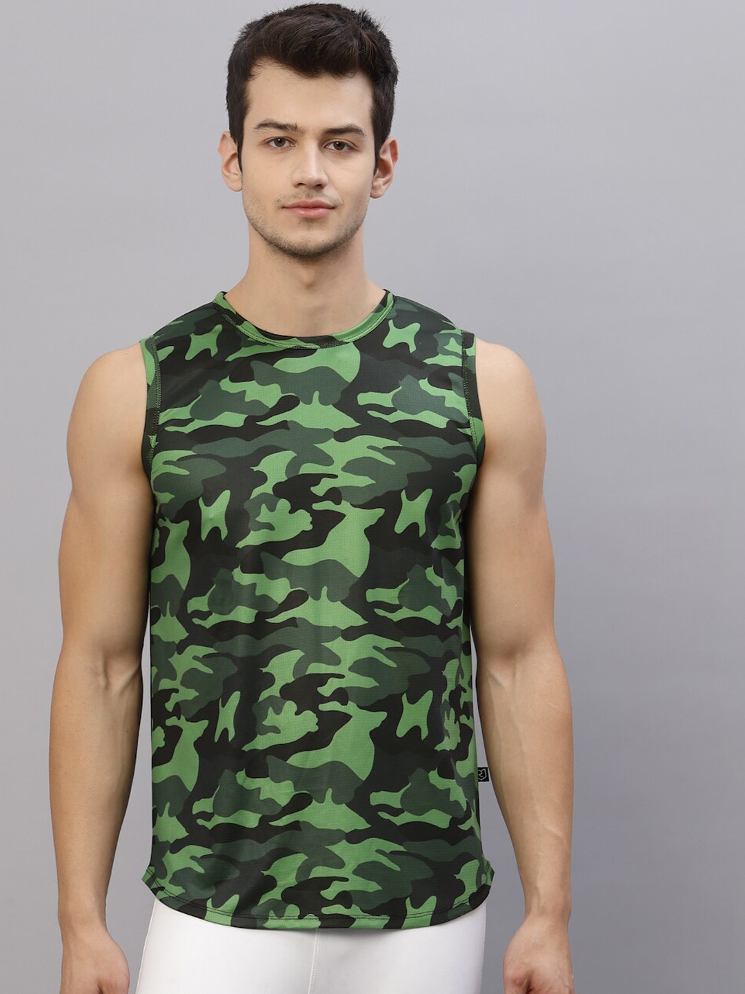 

Rigo Printed Sleeveless Cotton Gym Innerwear Vest, Green