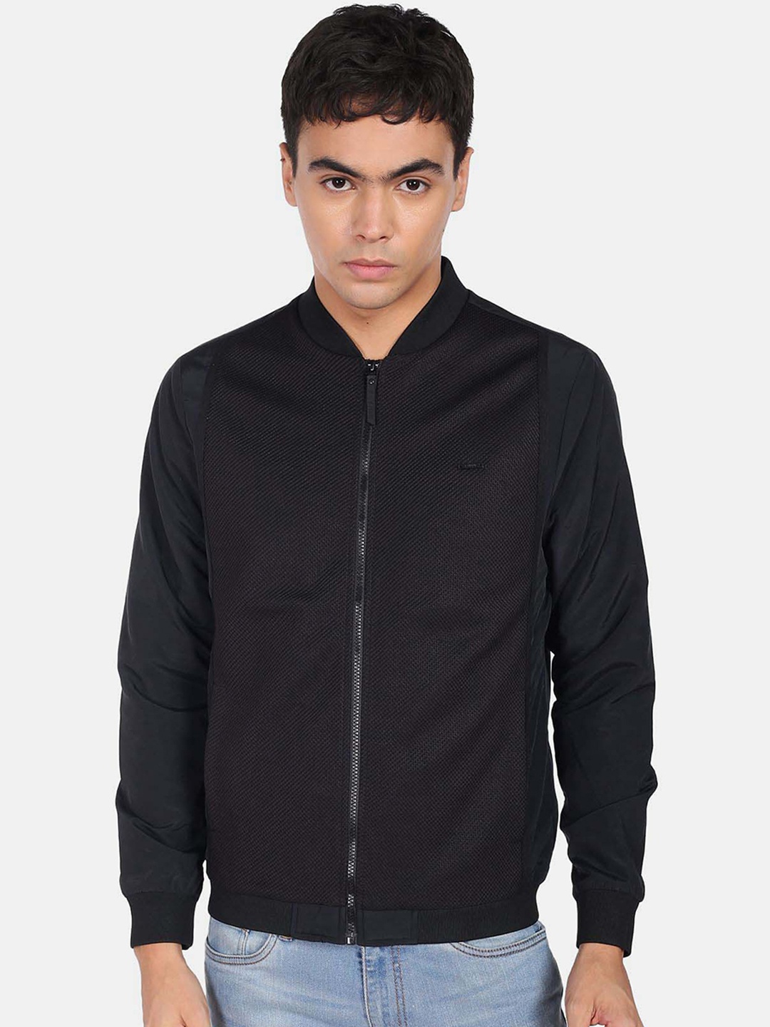 

Flying Machine Henley Collar Sporty Jacket, Black