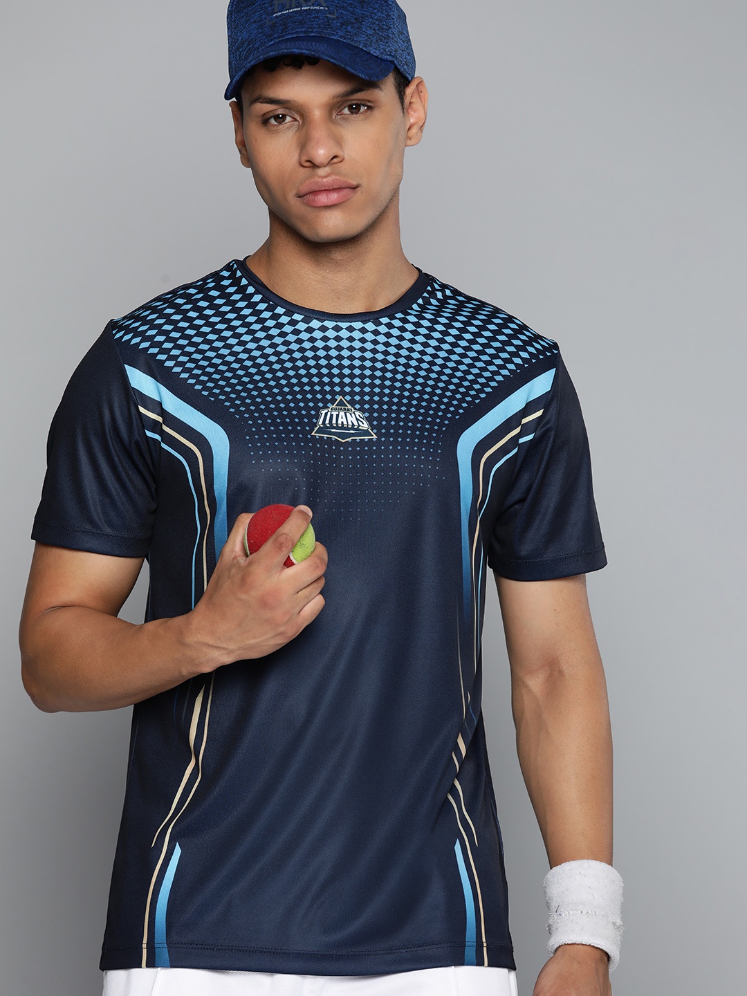 

HRX by Hrithik Roshan Rapid-Dry Gujarat Titans Cricket T-shirt, Navy blue