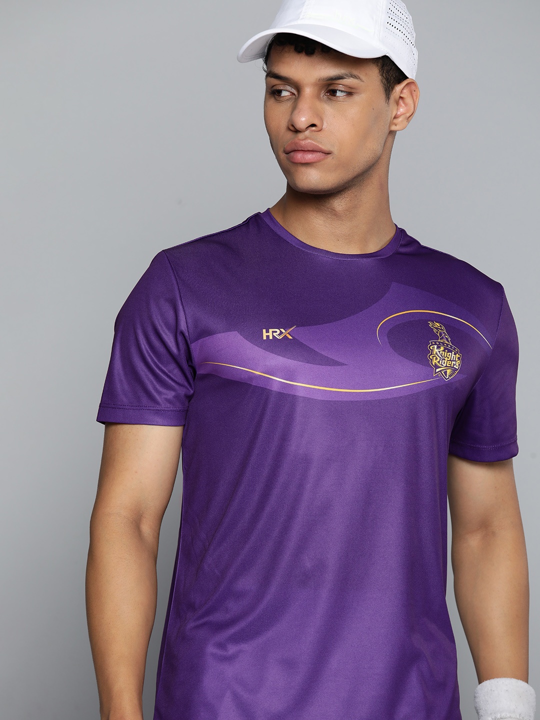 

HRX by Hrithik Roshan Rapid Dry Kolkata Knight Riders Print Cricket T-shirt, Purple