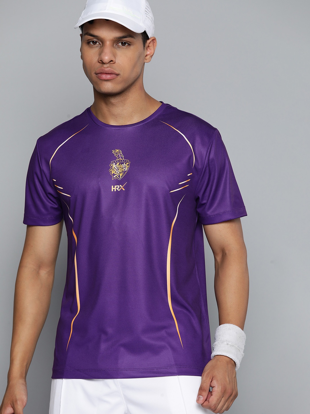 

HRX by Hrithik Roshan Rapid-Dry Kolkata Knight Riders Cricket T-shirt, Purple