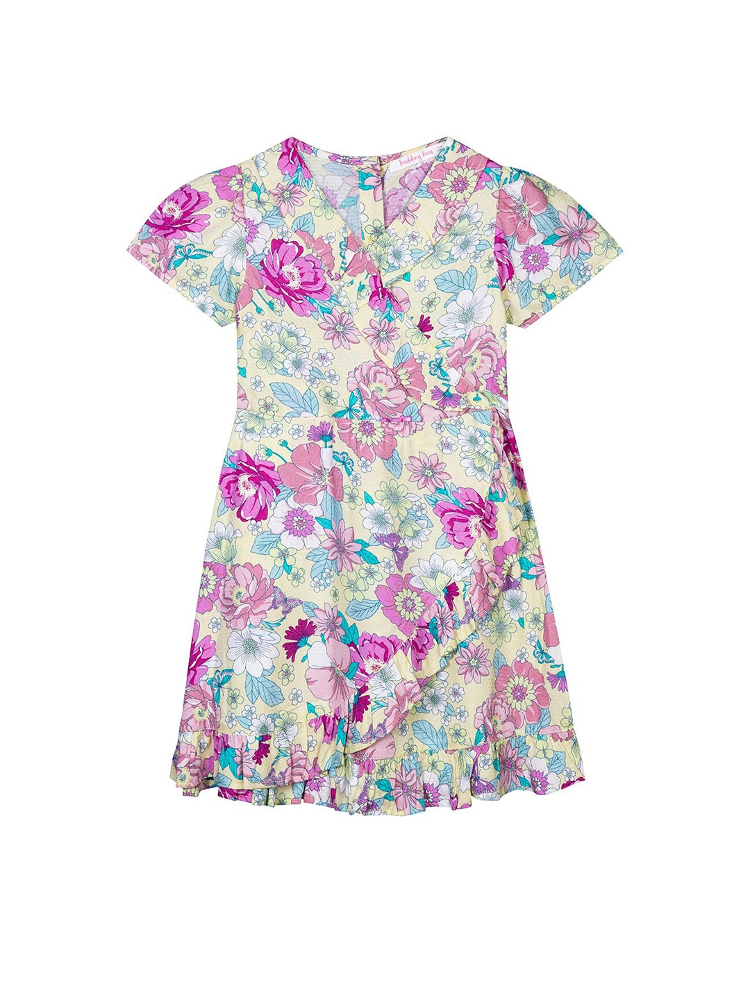 

Budding Bees Yellow Floral A-Line Dress