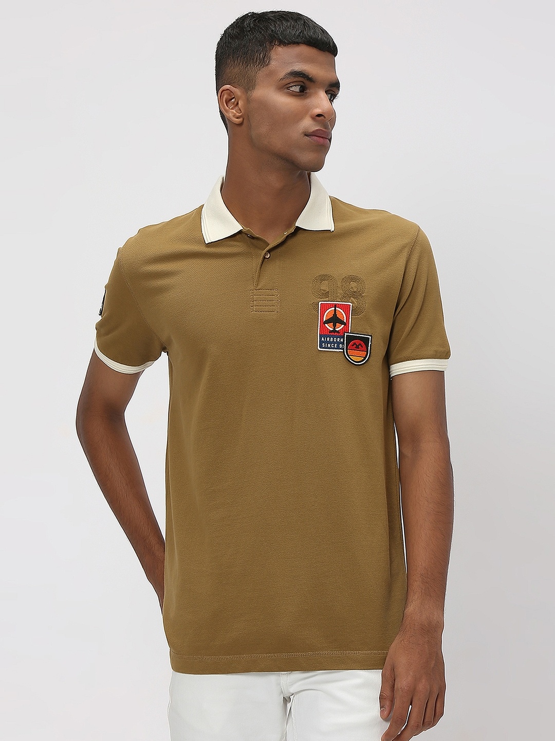 

Mufti Polo Collar Pure Cotton Slim Fit T-shirt, Beige