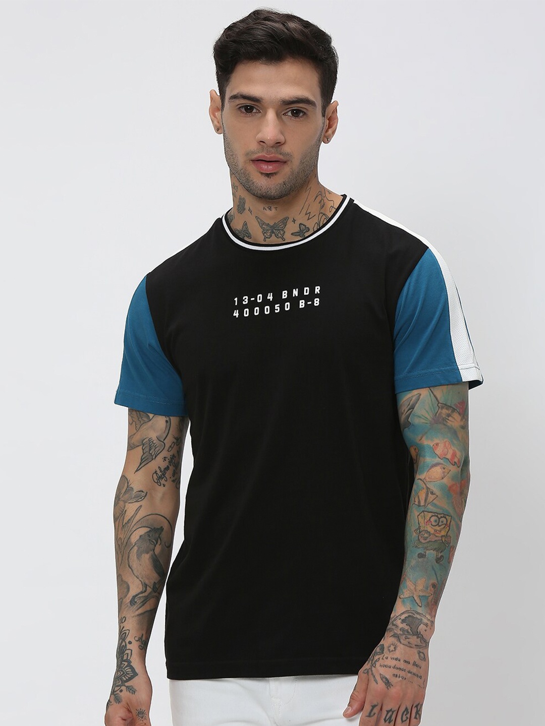 

Mufti Plus Size Typography Printed Pure Cotton Jersey T-shirt, Black