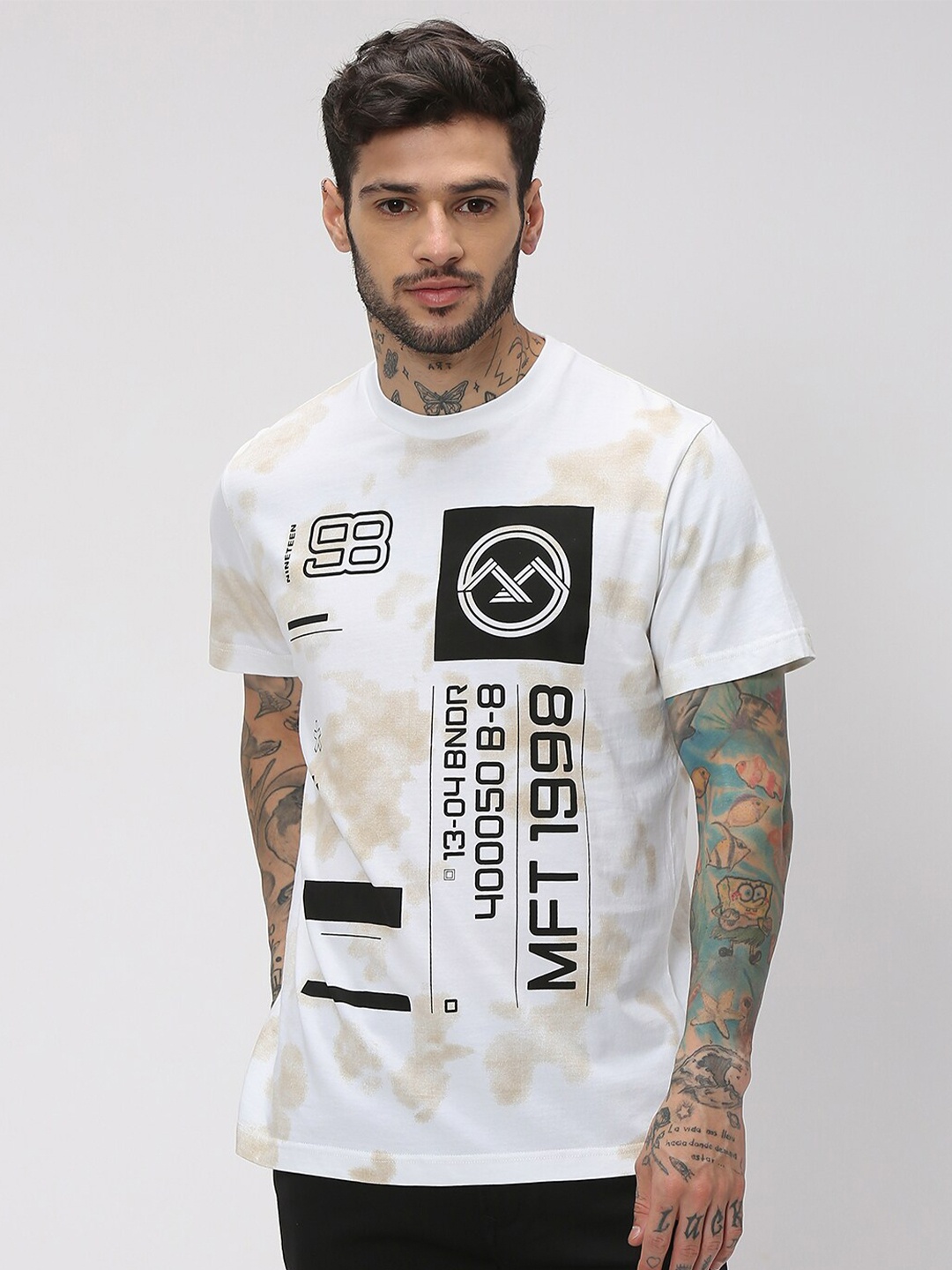 

Mufti Typography Printed Slim Fit Pure Cotton T-shirt, White