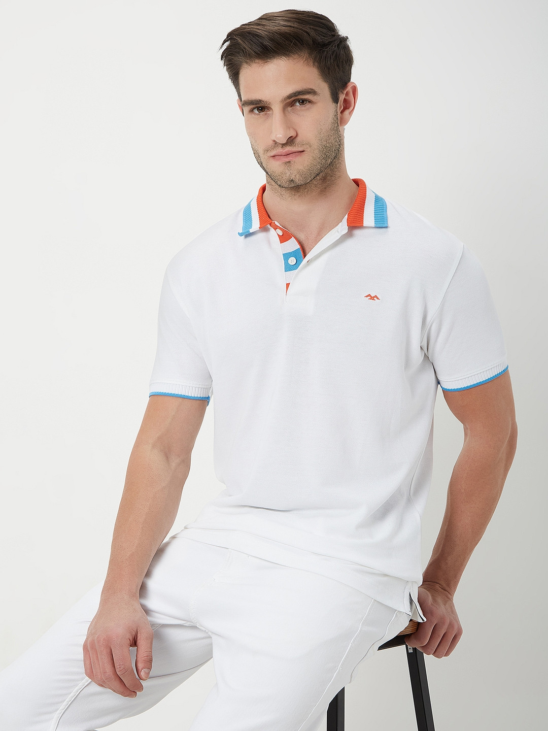 

Mufti Accentuated Polo Collar Cotton Slim Fit T-shirt, White