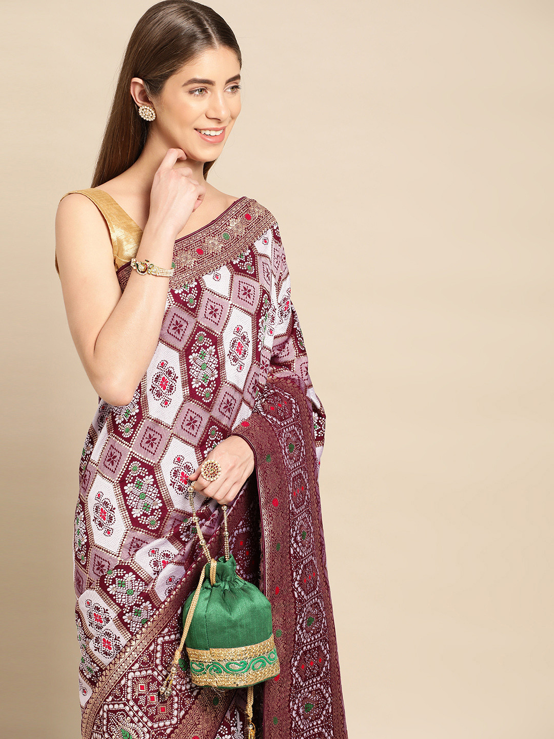 

APPLIX STYLE Woven Design Ethnic Motifs Zari Pure Silk Kanjeevaram Saree, Purple