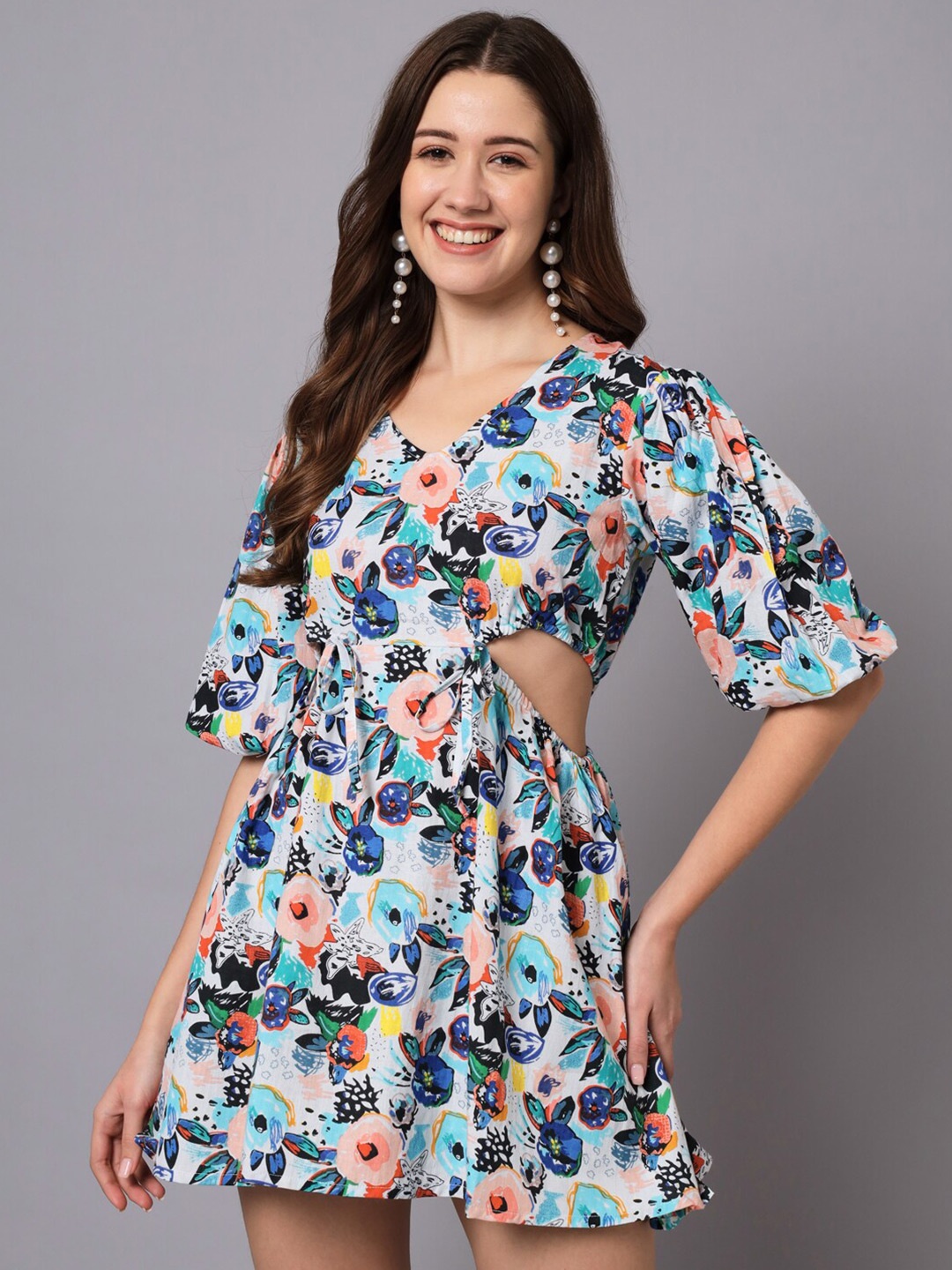 

The Dry State Floral Printed Cut-Out Detail Dress, Multi