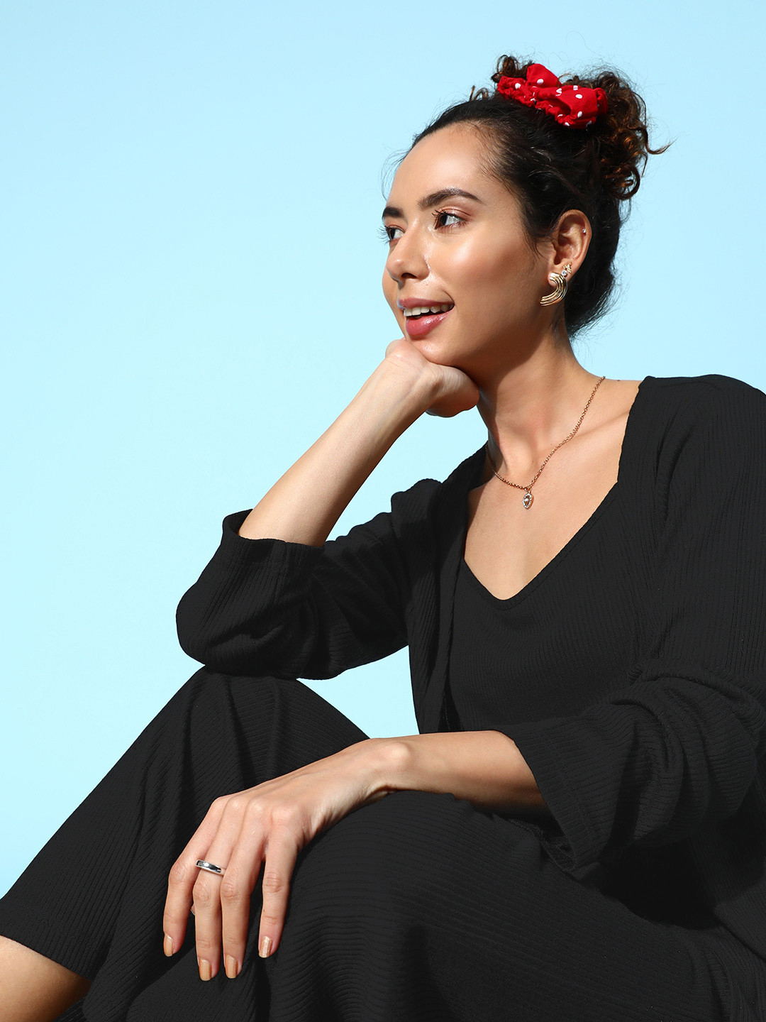 

ETC Black Pure Cotton Night Suit With Shrug