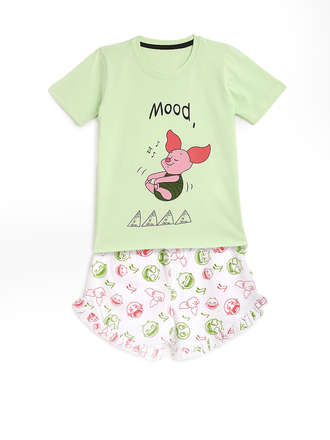 

HERE&NOW Girls Piglet Printed Night Suit, Green