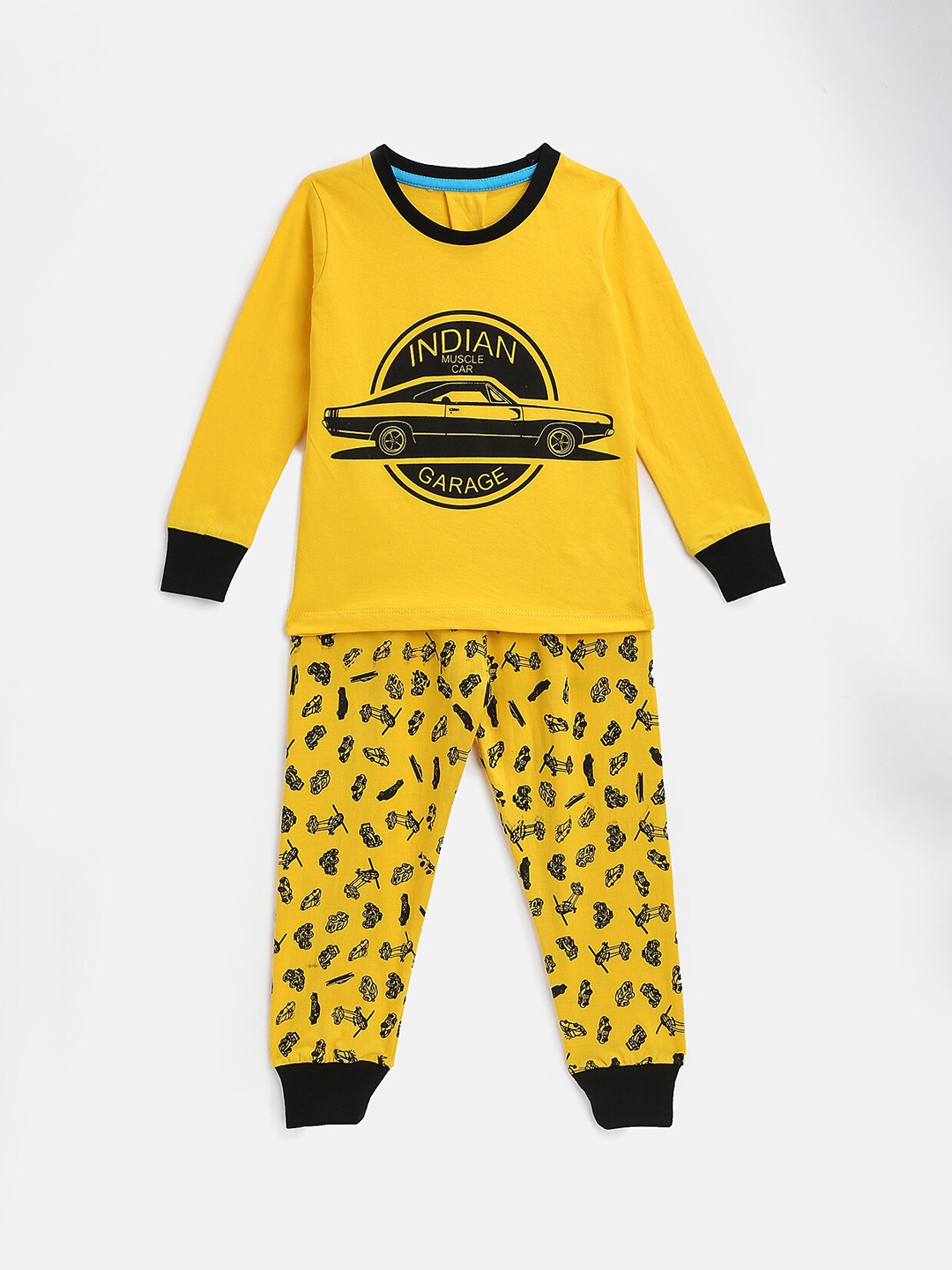 

HERE&NOW Boys Graphic Printed Night Suit, Yellow