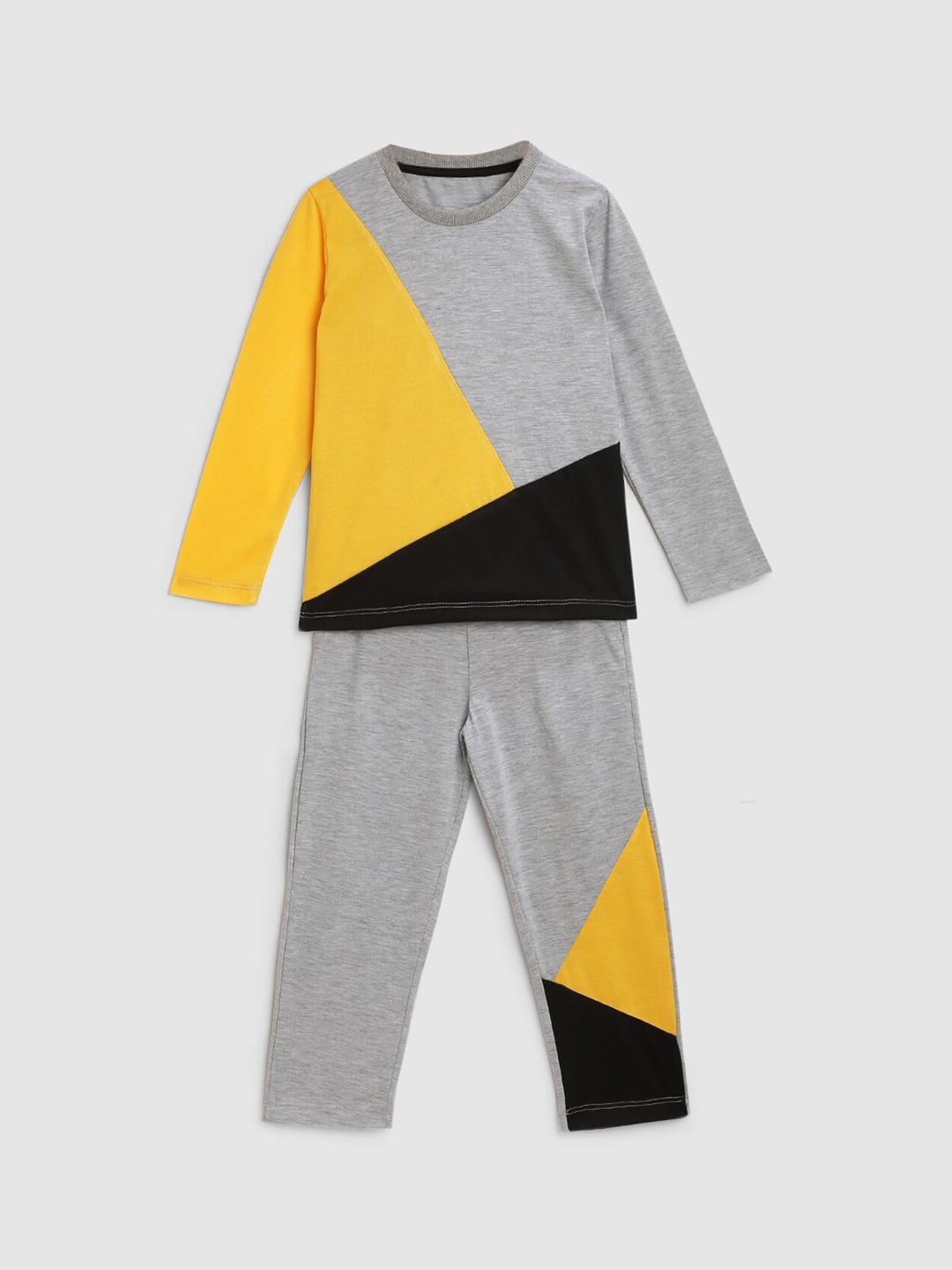 

HERE&NOW Boys Colourblocked Night Suit, Grey