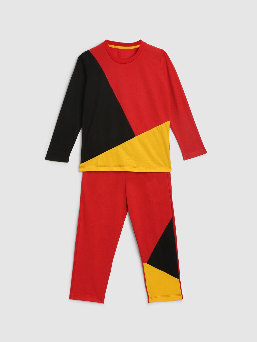 

HERE&NOW Boys Colourblocked Night Suit, Red