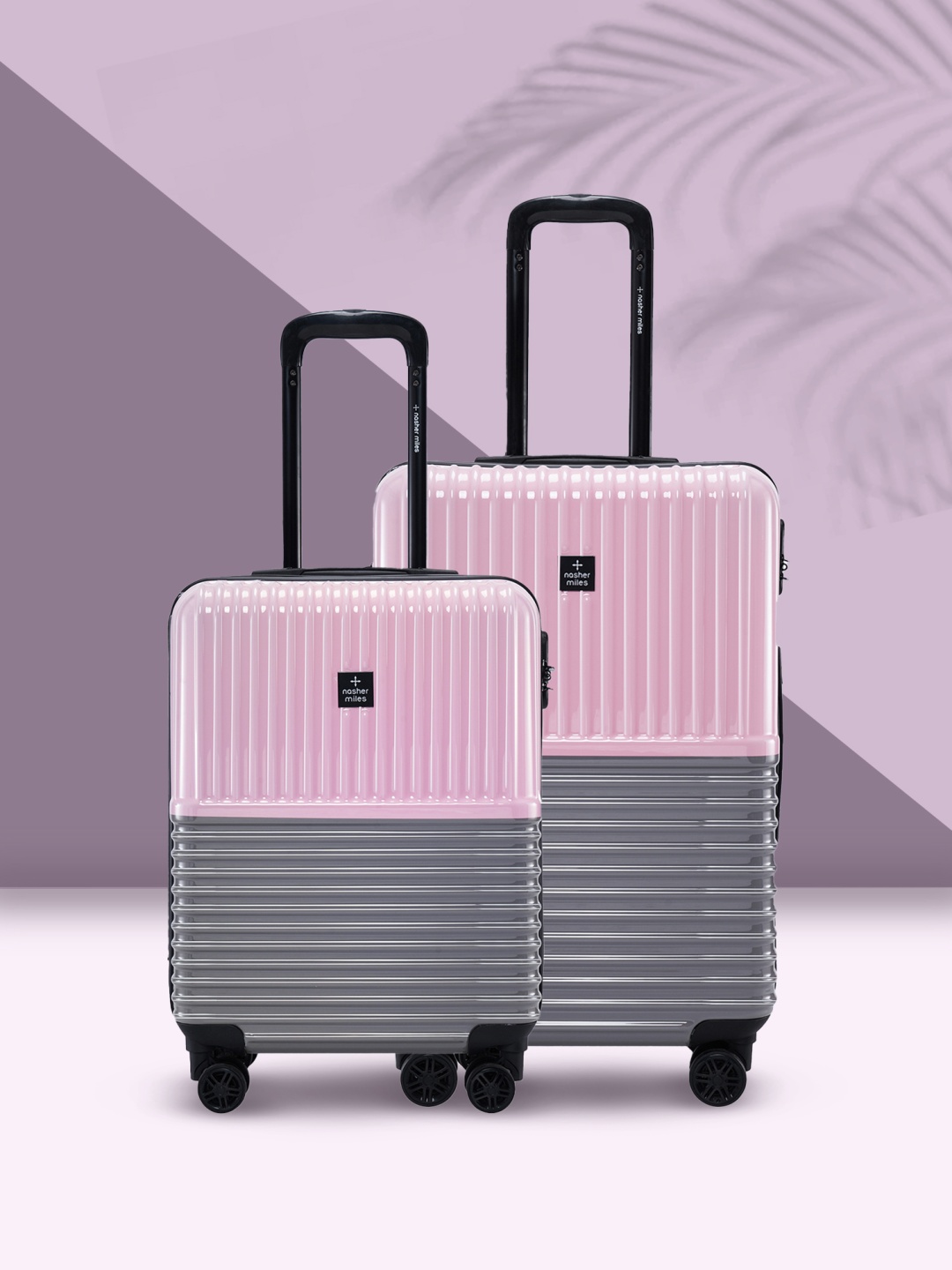 

Nasher Miles Istanbul Hard-Sided ABS and PC Set of 2 S/M Pink Grey Trolley Bags 55-65cm