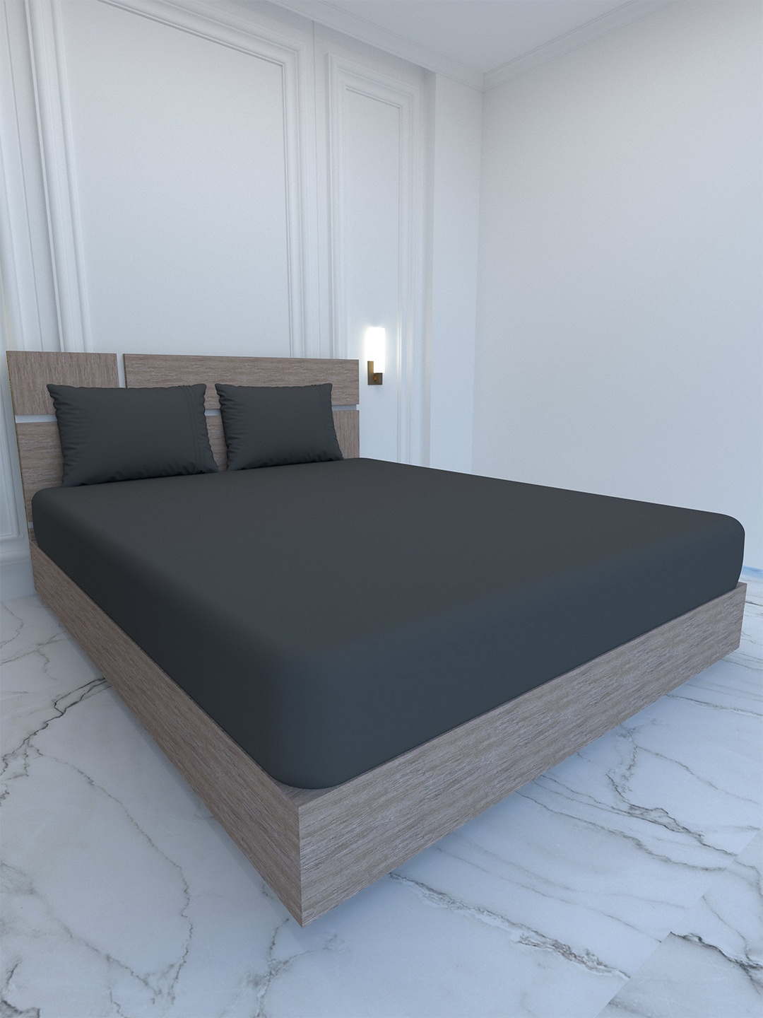 

Pure Decor Palace Grey 400 TC Flat Pure Cotton King Bedsheet with 2 Pillow Covers