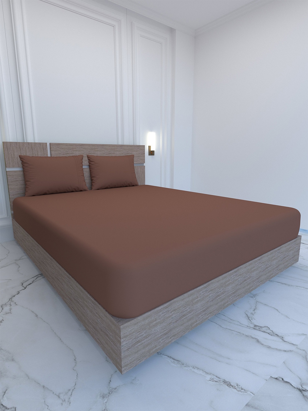 

Pure Decor Palace Brown 400 TC Flat Pure Cotton King Bedsheet with 2 Pillow Covers