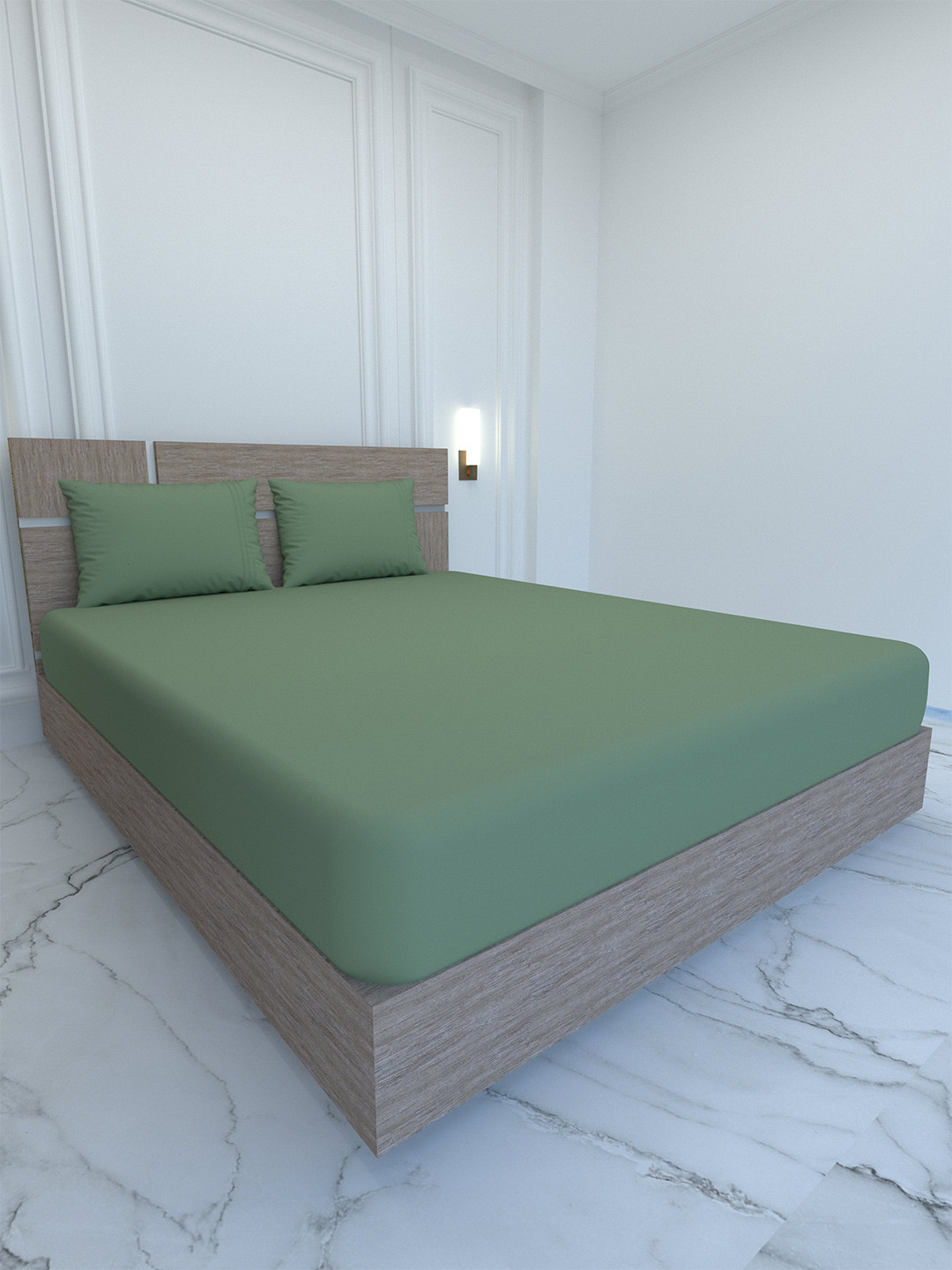 

Pure Decor Palace Green 400 TC Flat Pure Cotton King Bedsheet with 2 Pillow Covers