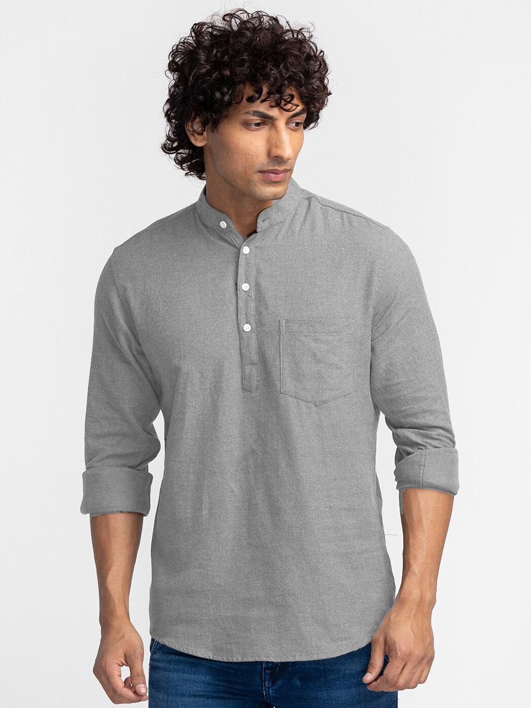 

Nick&Jess Men Grey Standard Slim Fit Casual Shirt