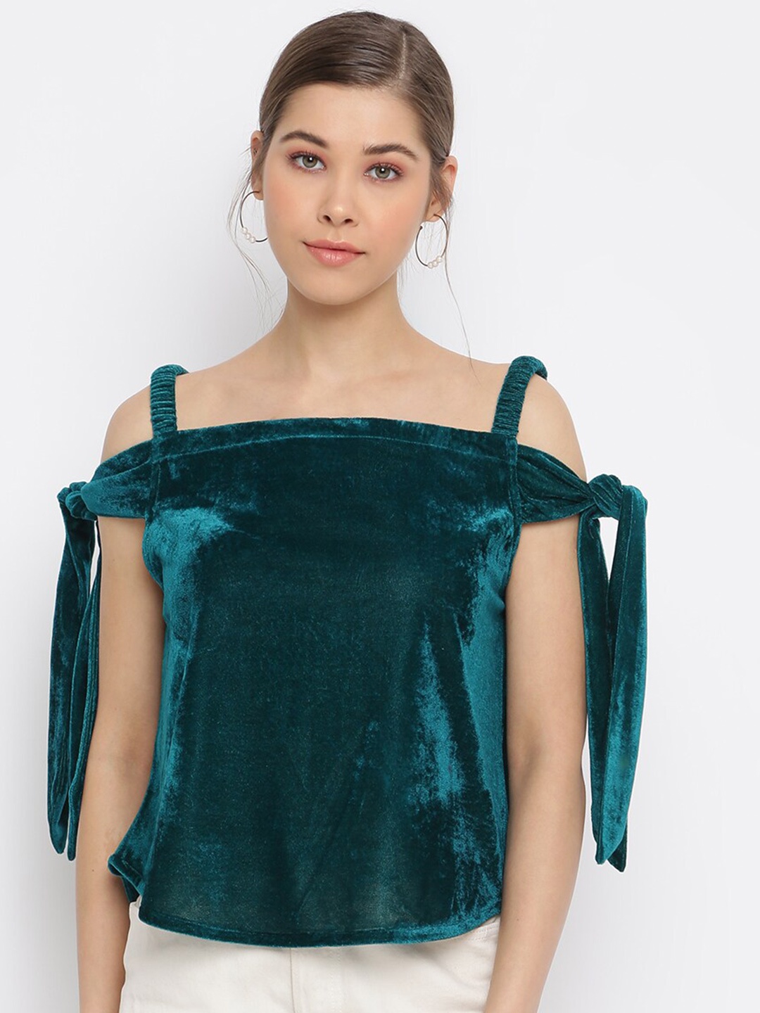 

Mayra Shoulder Strap Bardot Top, Teal