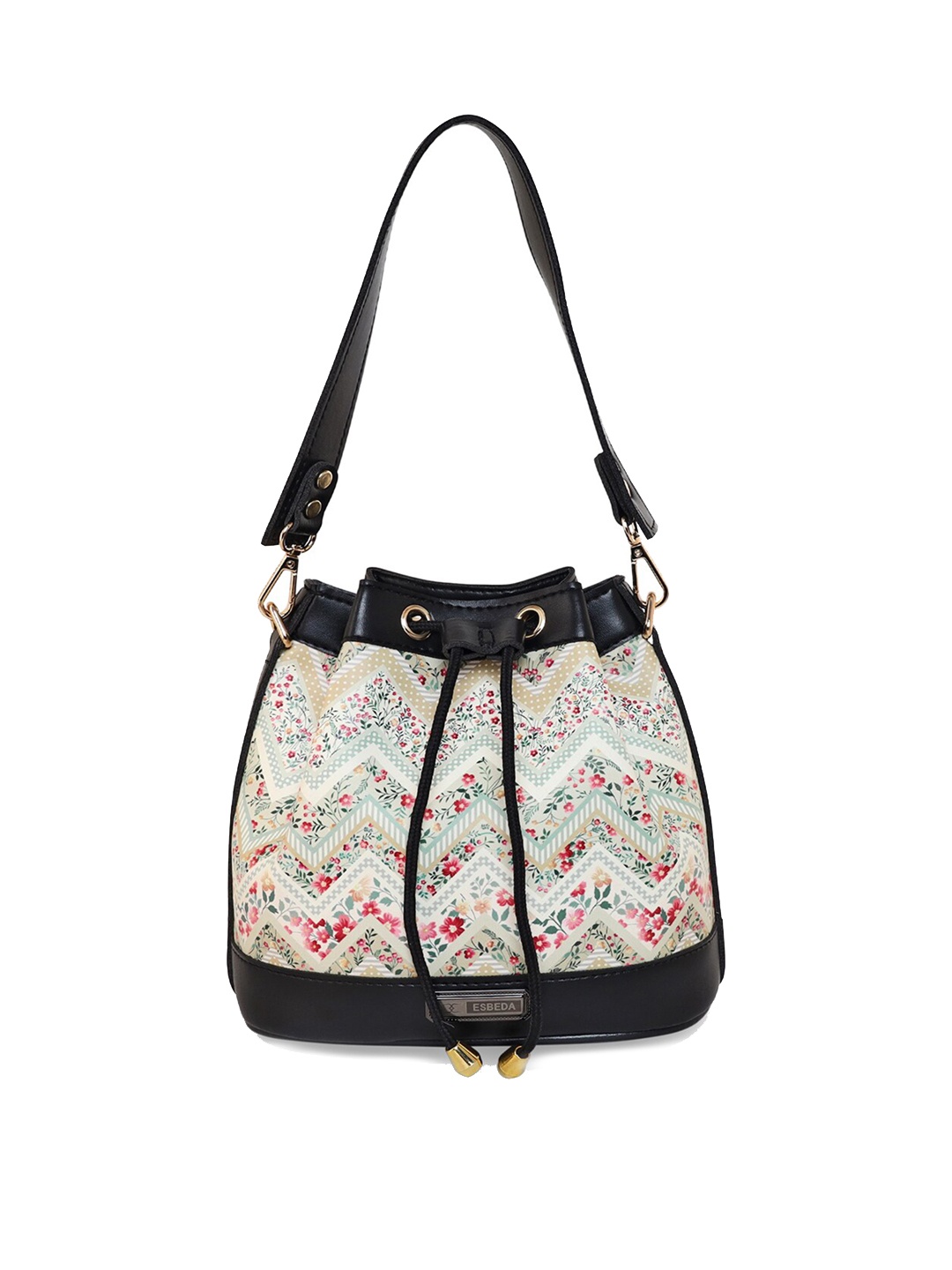 

ESBEDA Floral Printed Bucket Shoulder Bag, Off white