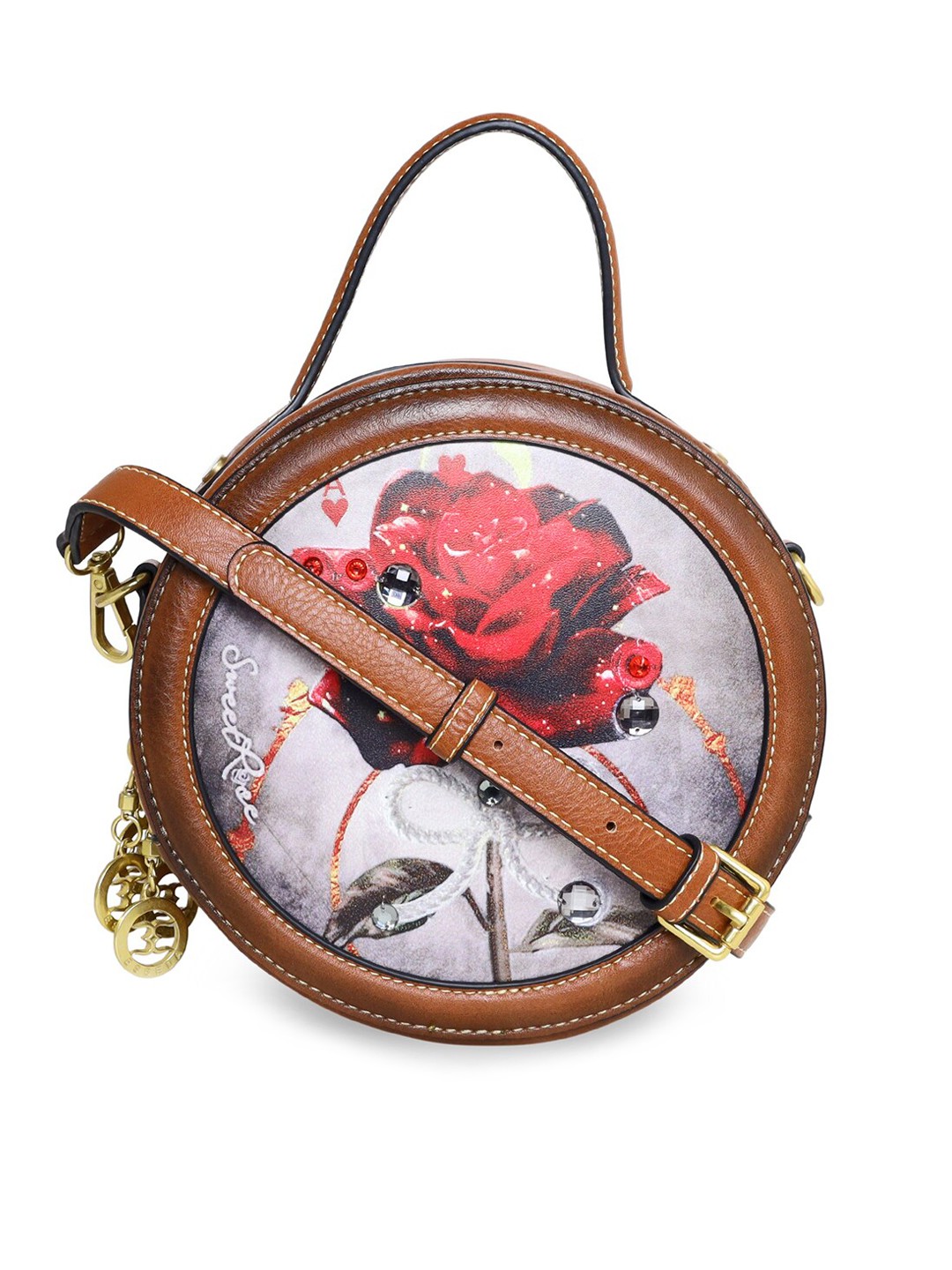 

ESBEDA Floral Printed Structured Sling Bag, Tan