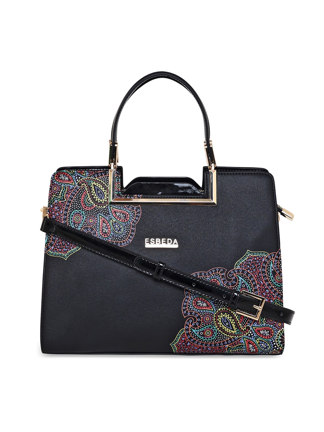 

ESBEDA Printed Structured Handheld Bag, Black