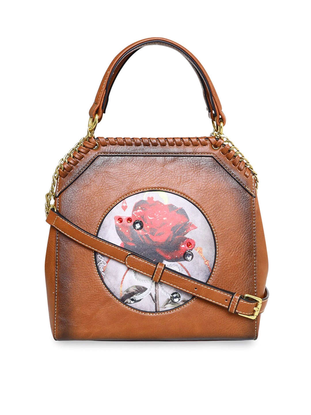 

ESBEDA Floral Printed Structured Shoulder Bag, Tan